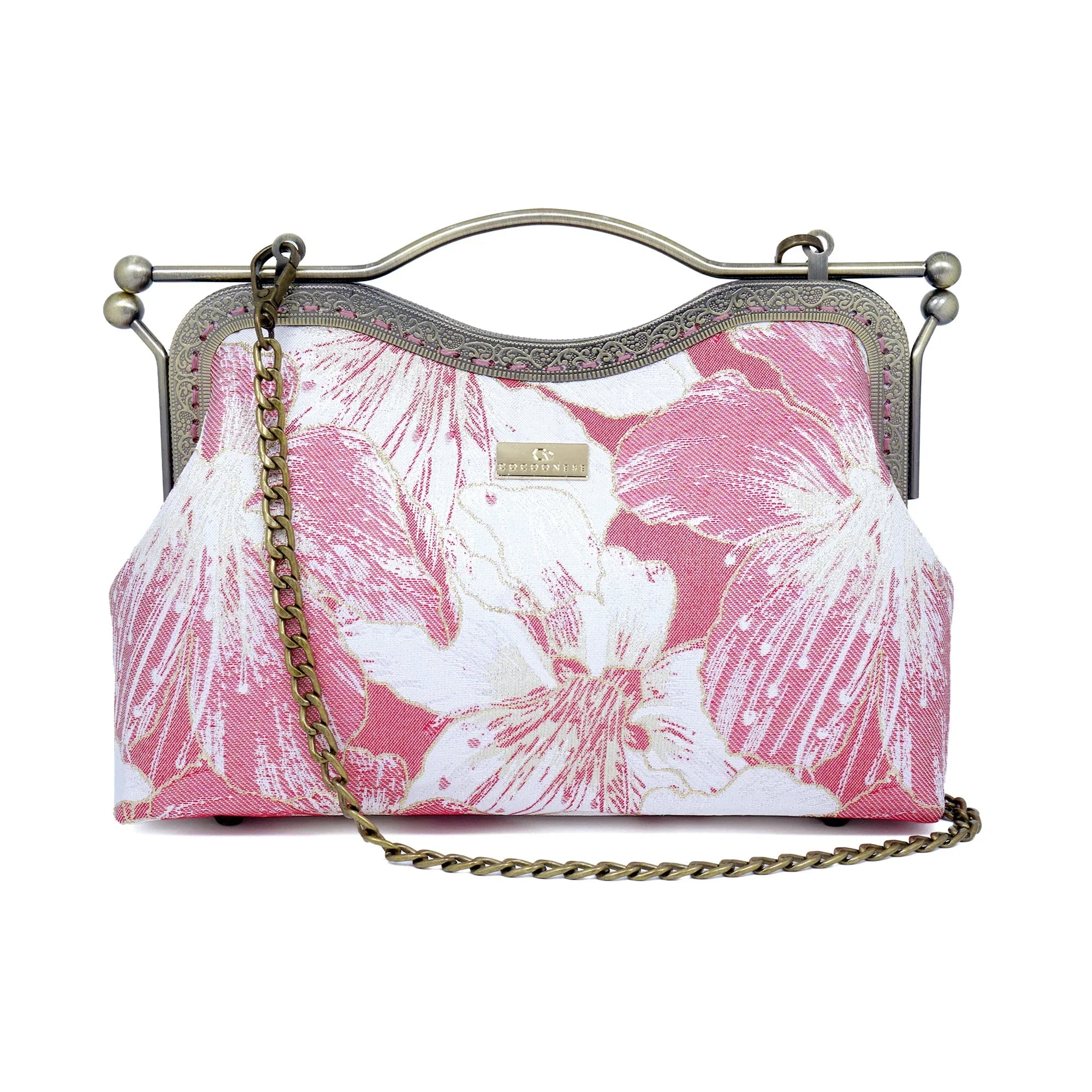 COCOONESE | Dual Lock Metal Handle Bag - Gold Lily