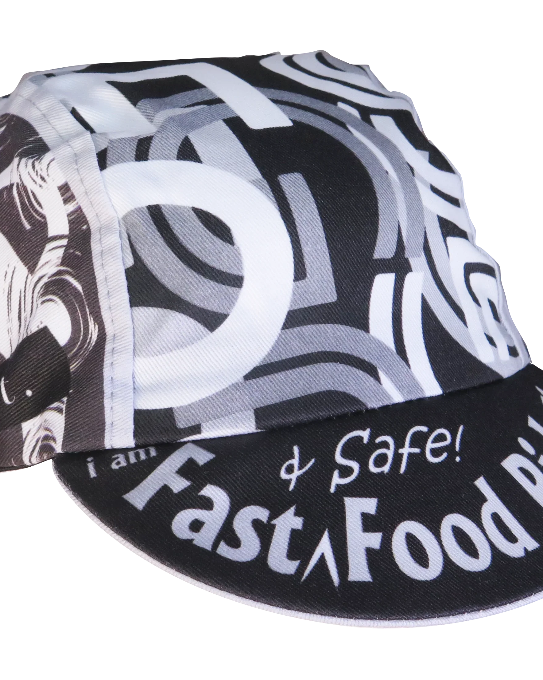 A DESIGN BY TAKACHYA | Cycling Cap - I Am Fast Food Rider (Greyscale)