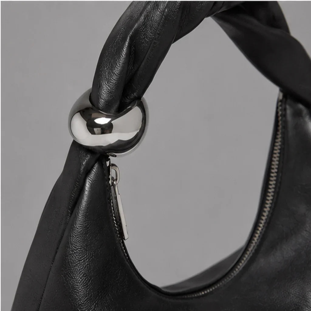 WU HAUS | Orbit Lightweight Black Leather Sculptural Bag