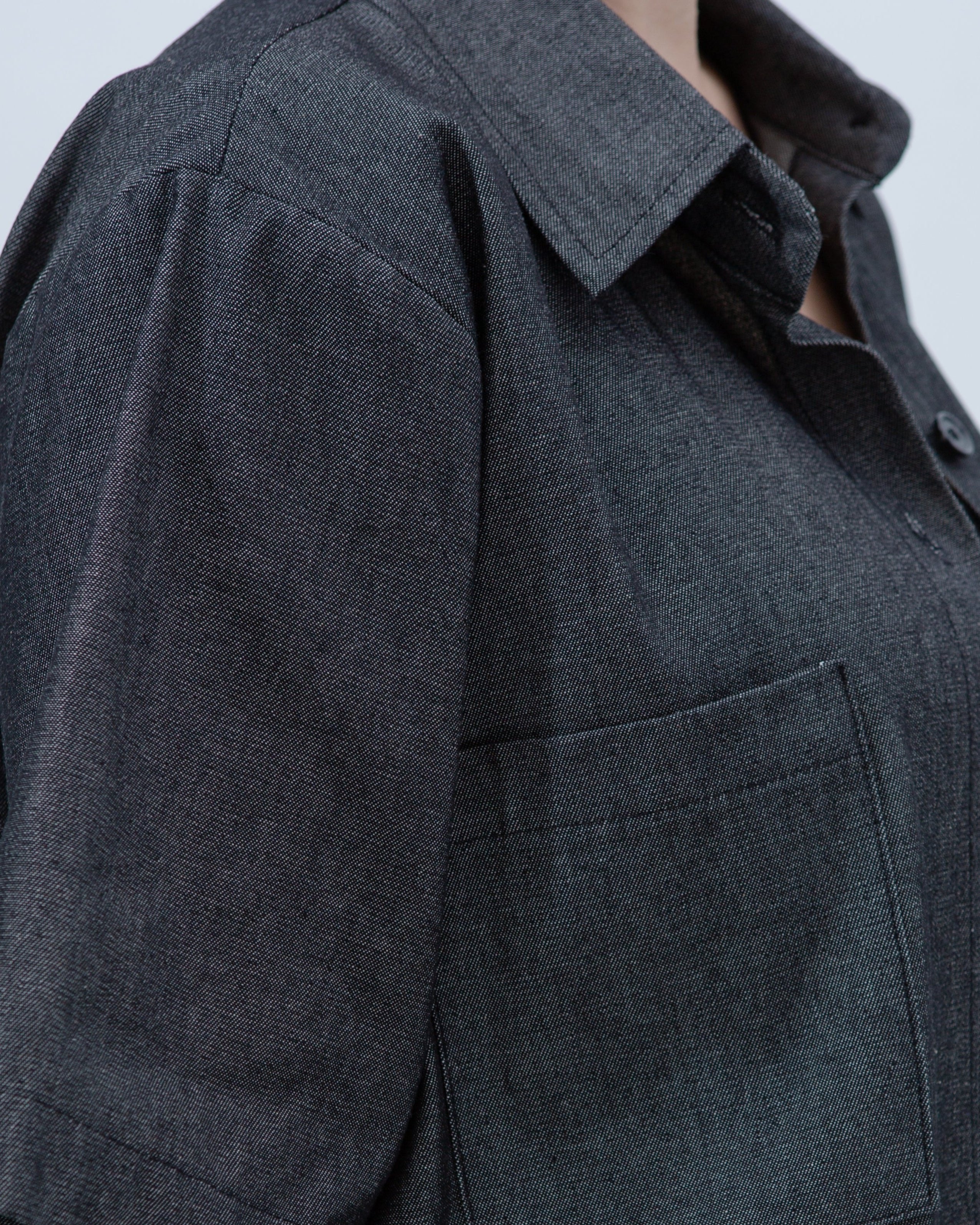SAERO COLLECTIVE | Denim Short Sleeve Shirt | Black
