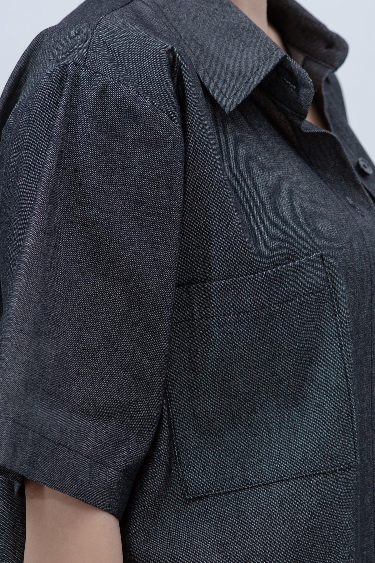 SAERO COLLECTIVE | Denim Short Sleeve Shirt | Black