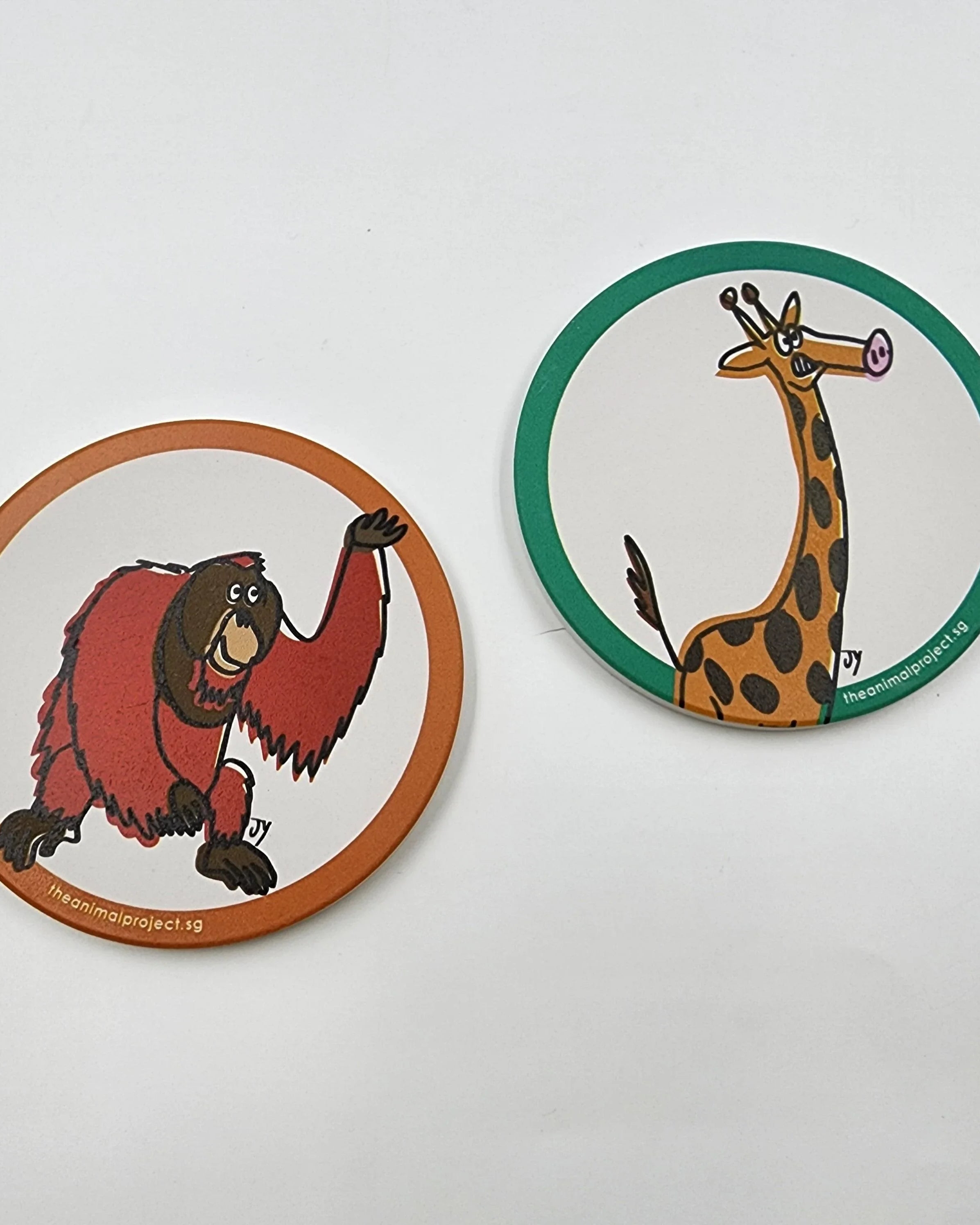 THE ANIMAL PROJECT | Ceramic Coaster (Set of 2) Giraffe & Orang Utan