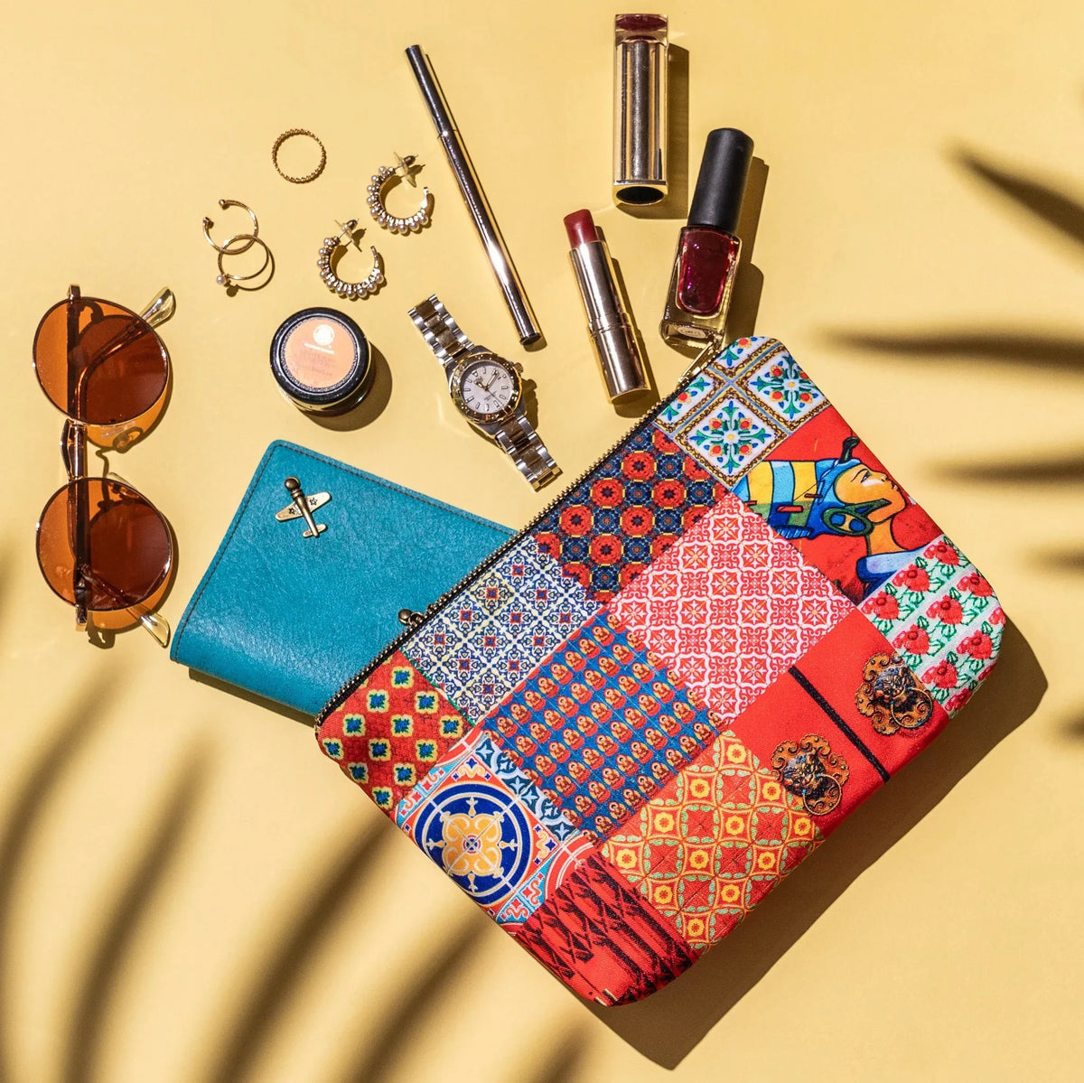 PHOTO PHACTORY | Peranakan Tiles Design Travel Pouch | Barn Red
