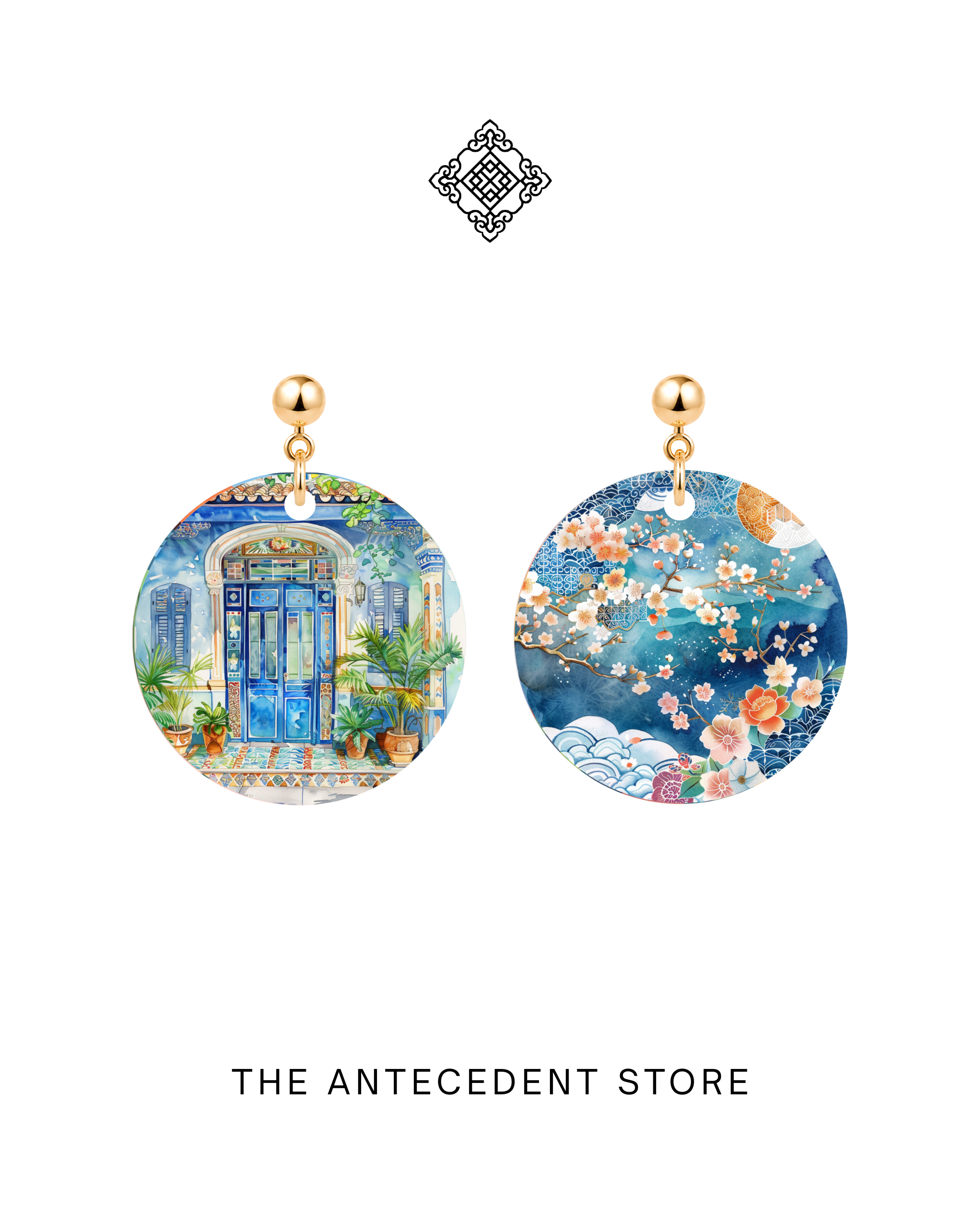 THE ANTECEDENT STORE | Asymmetrical Peranakan Shophouse Earrings
