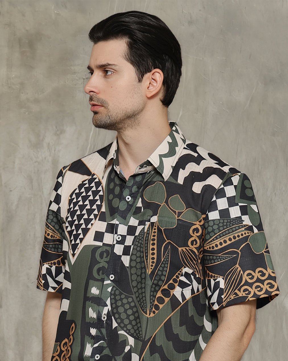 KANZI COLLECTION | Geometric Botanical Shirt