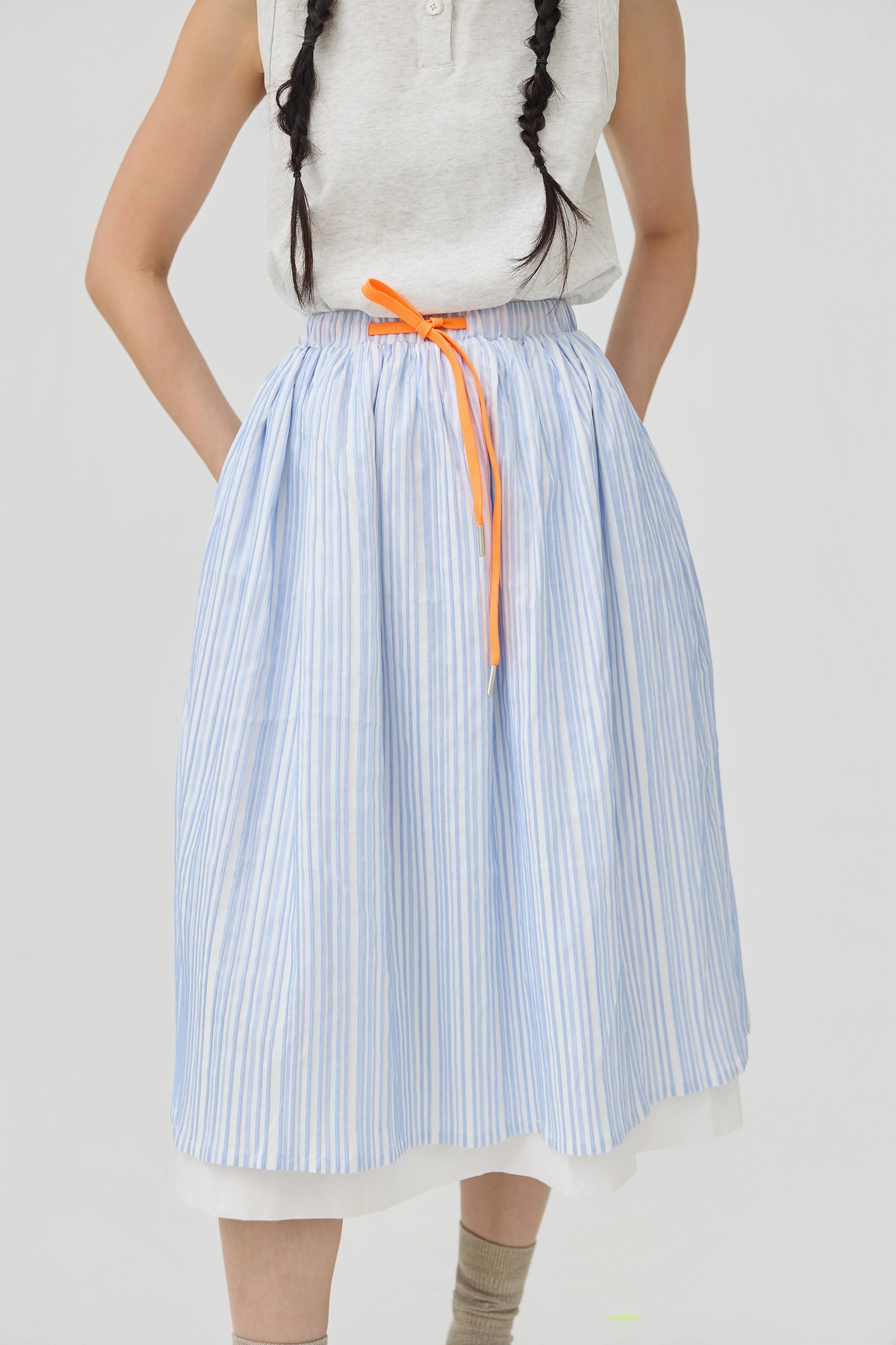 3EIGHTH | Futae Skirt In Blue Seersucker