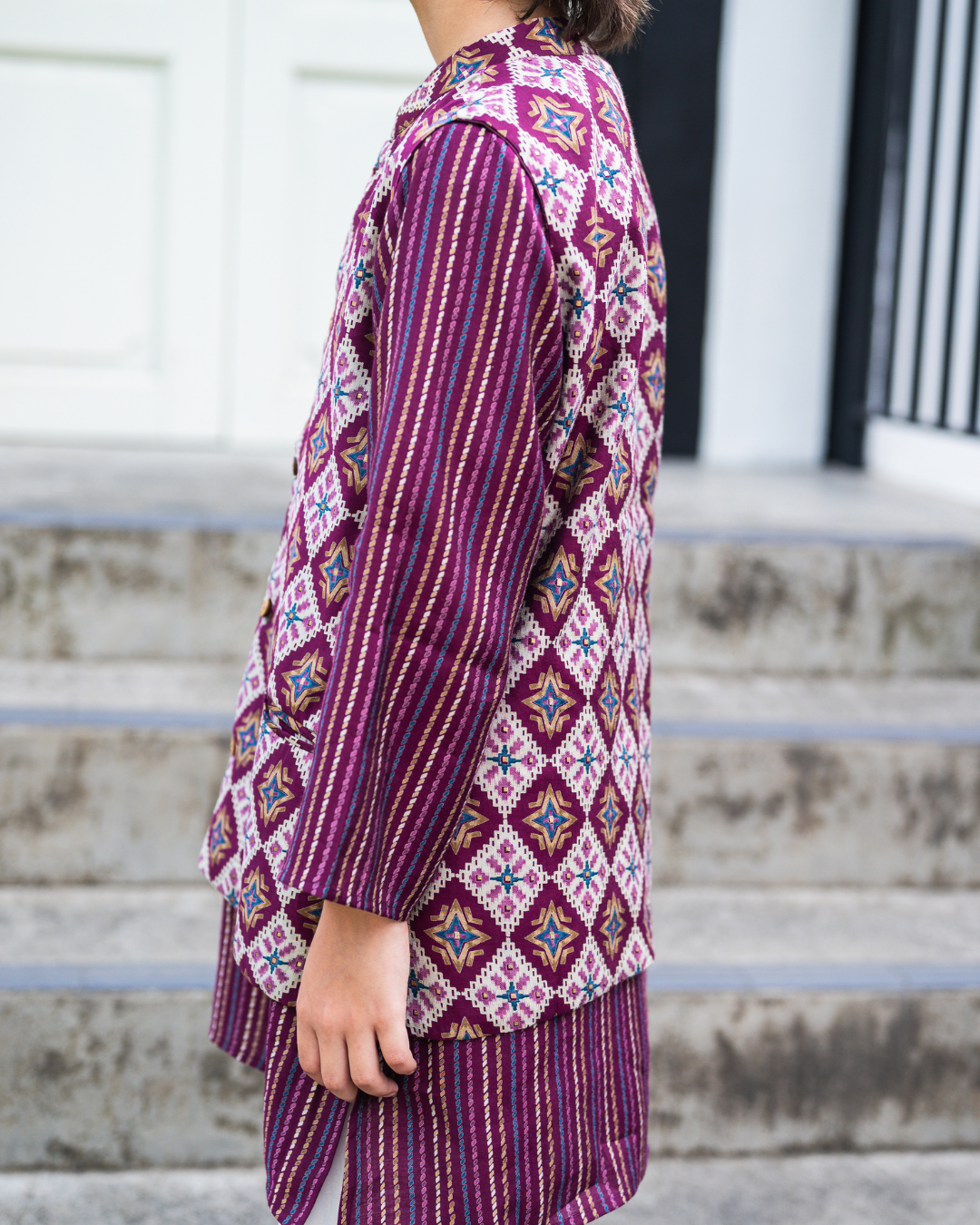 NIMBU | Tara Purple Boys Kurta Pajama Jacket in Muslin Cotton