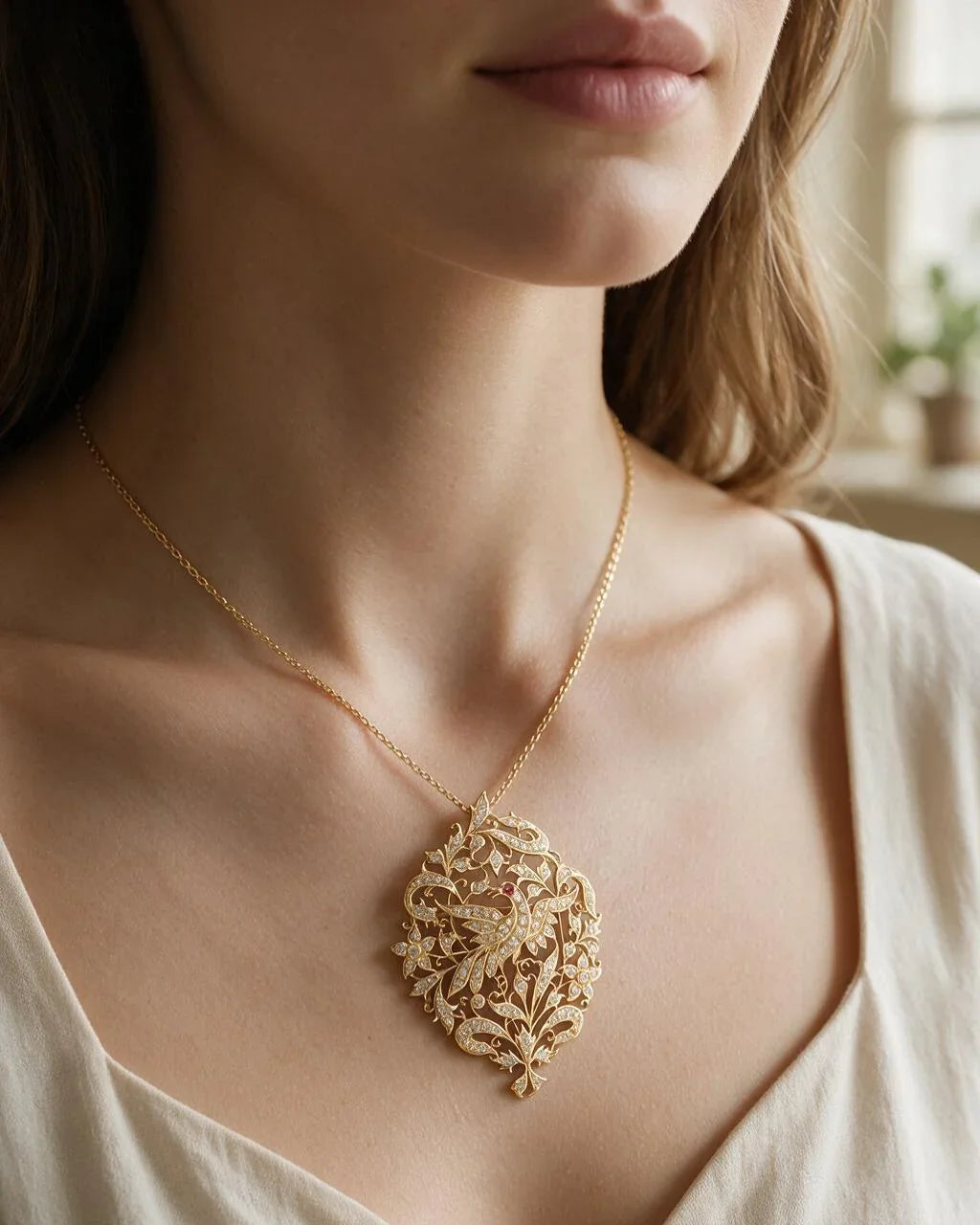 FOUNDATION JEWELLERS | 18K Yellow Gold Natural Diamond Pendant Brooch - PP101476