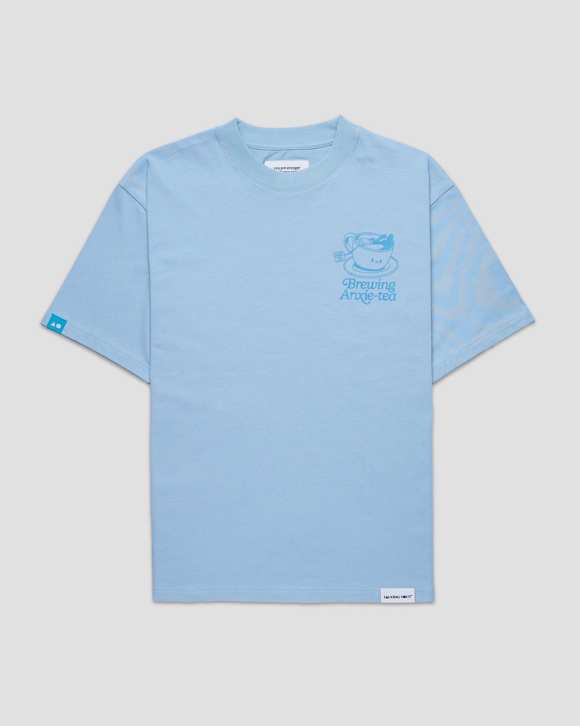 TALKING TOES | Brewing Anxie-Tea Oversized Tee - Puddle Blue