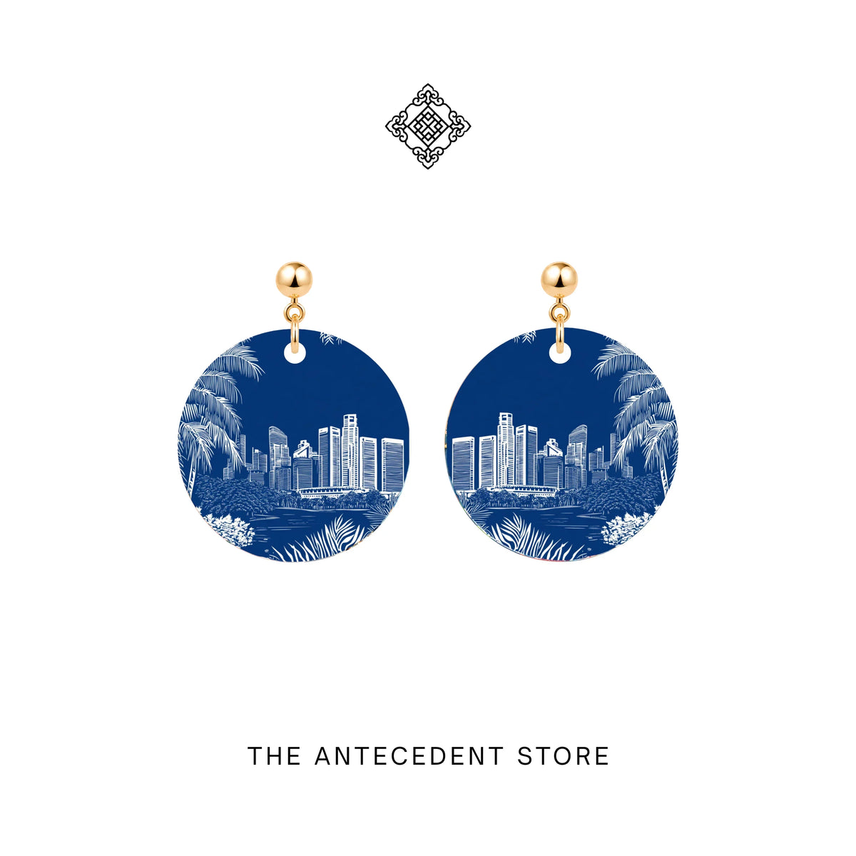 THE ANTECEDENT STORE | Singapore Skyline Earrings In Blue