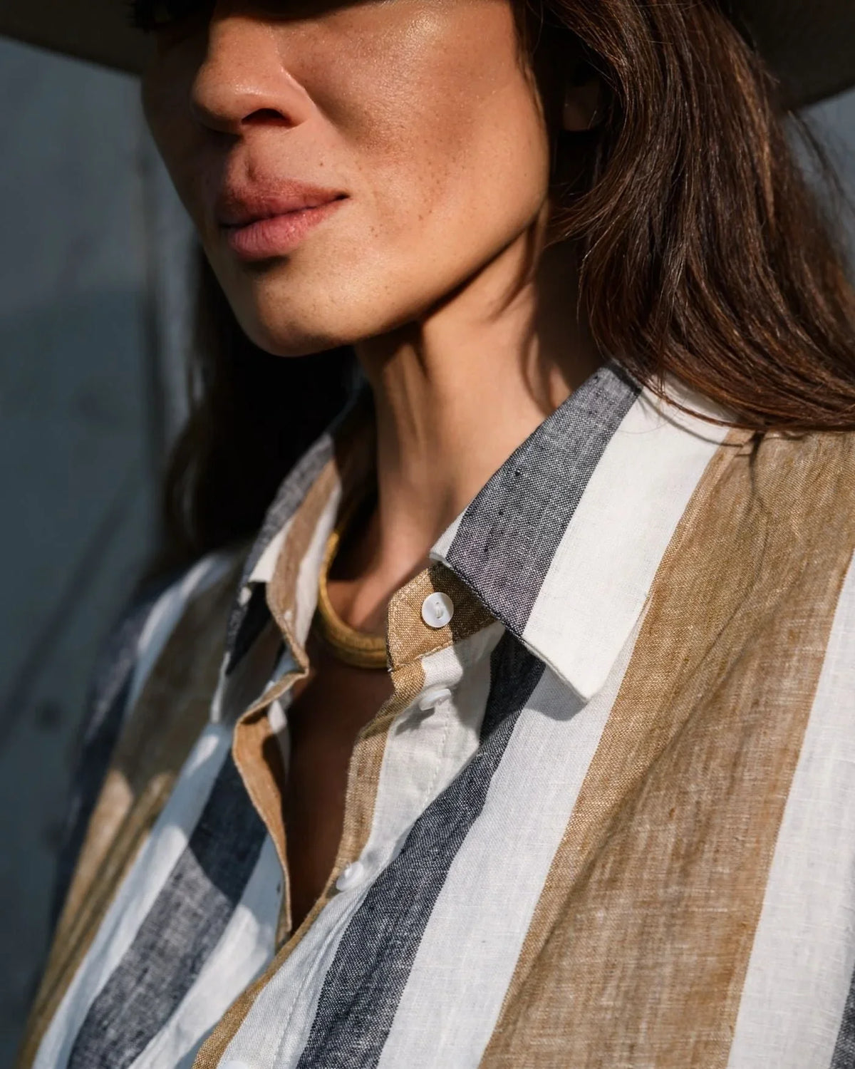 EDITION LIMITEE SINGAPORE | Shirt Dress Long | Charcoal Stripes