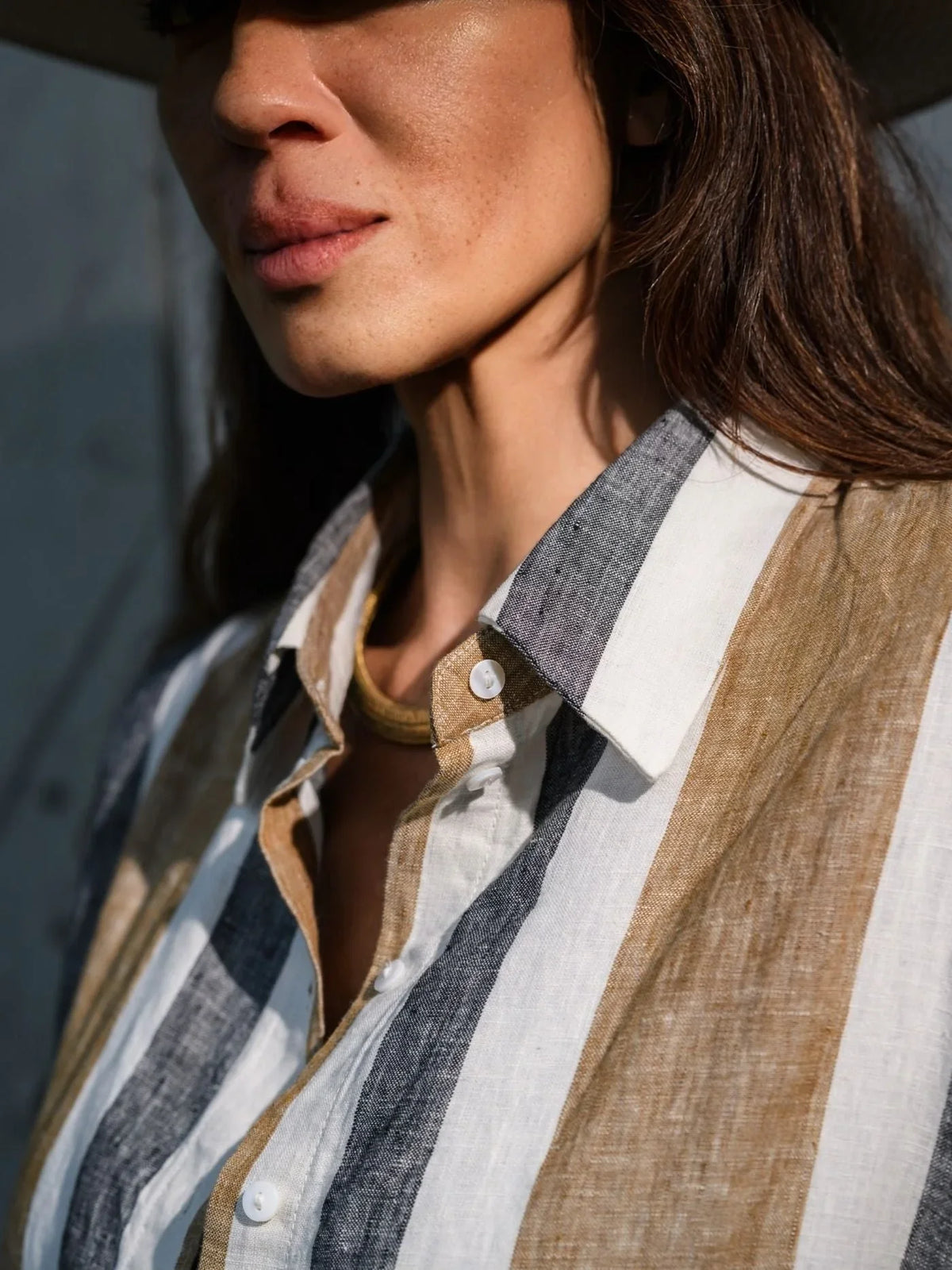 EDITION LIMITEE SINGAPORE | Shirt Dress Long | Charcoal Stripes