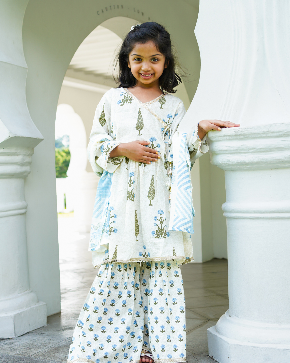 NIMBU | Shaheen Blue Angarkha Sharara