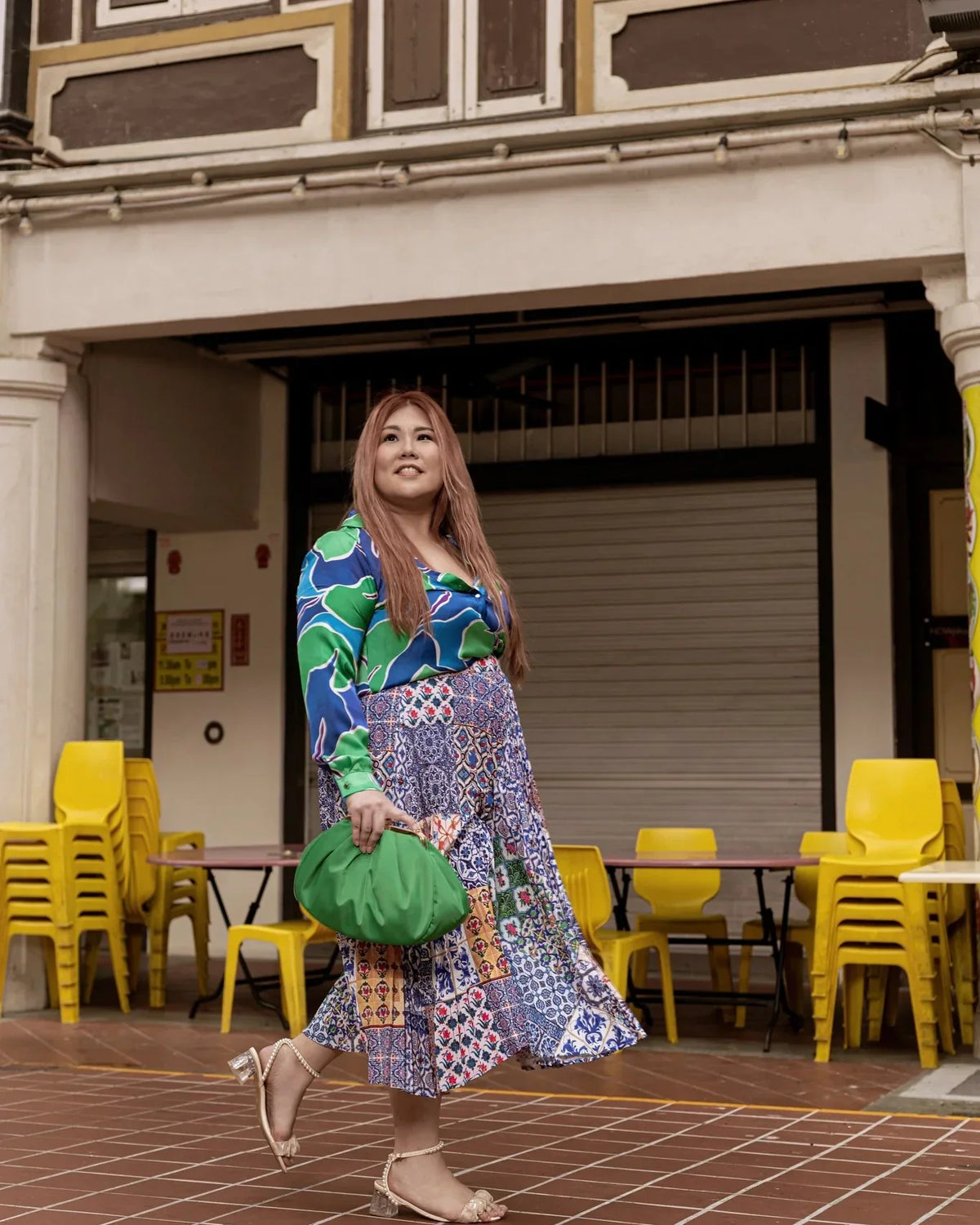 PHOTO PHACTORY | Peranakan Pleated Midi Skirt | Ink Blue