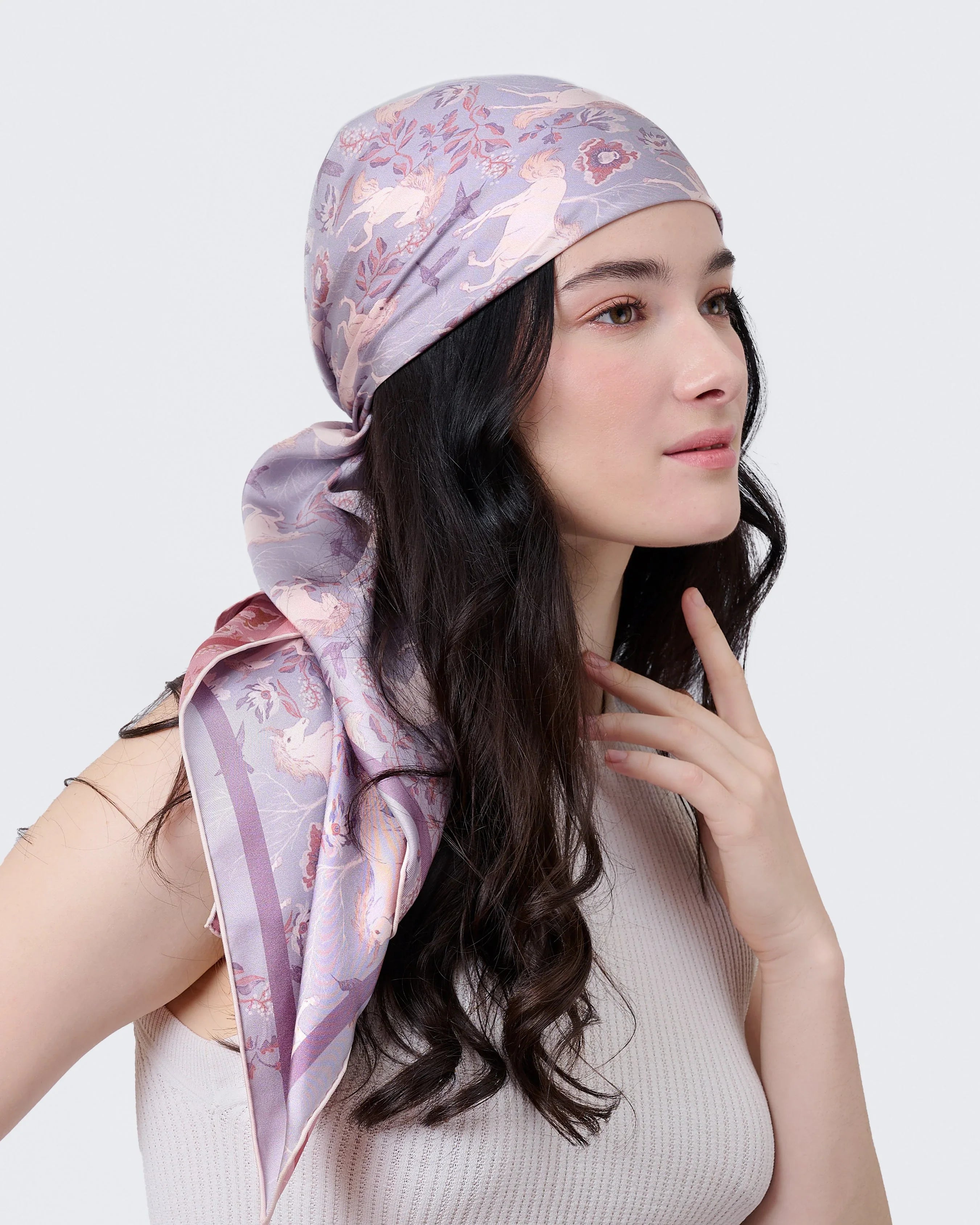 STUDIO QILING | Unicorn Spring Magic Double Side Silk Scarf 100