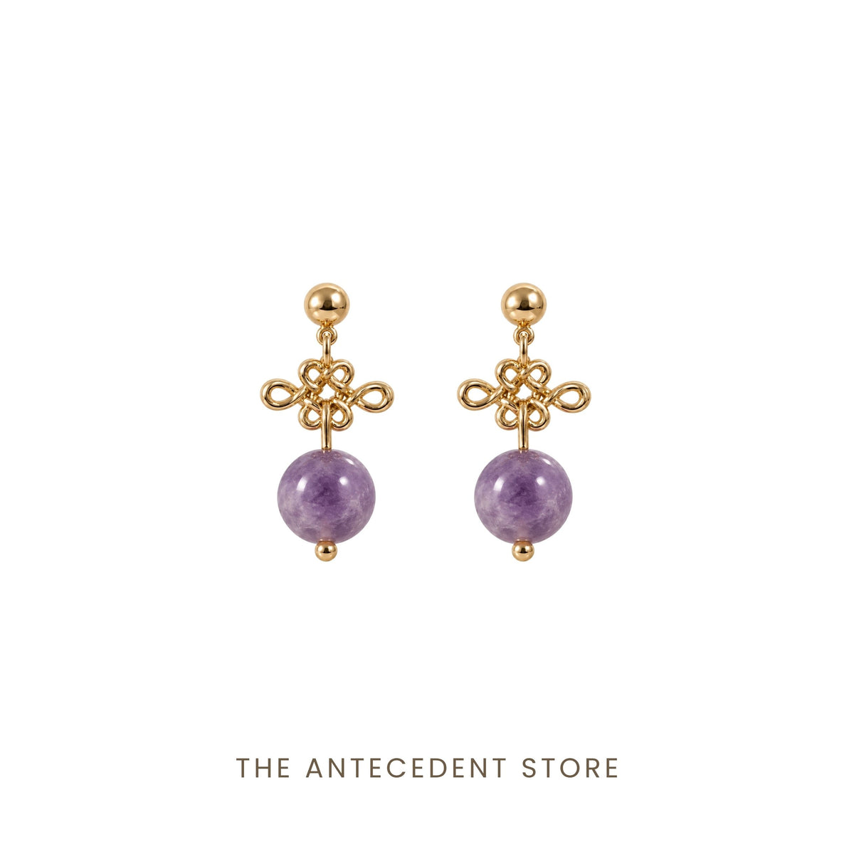 THE ANTECEDENT STORE | Auspicious Ruyi Knot With Amethyst Earrings