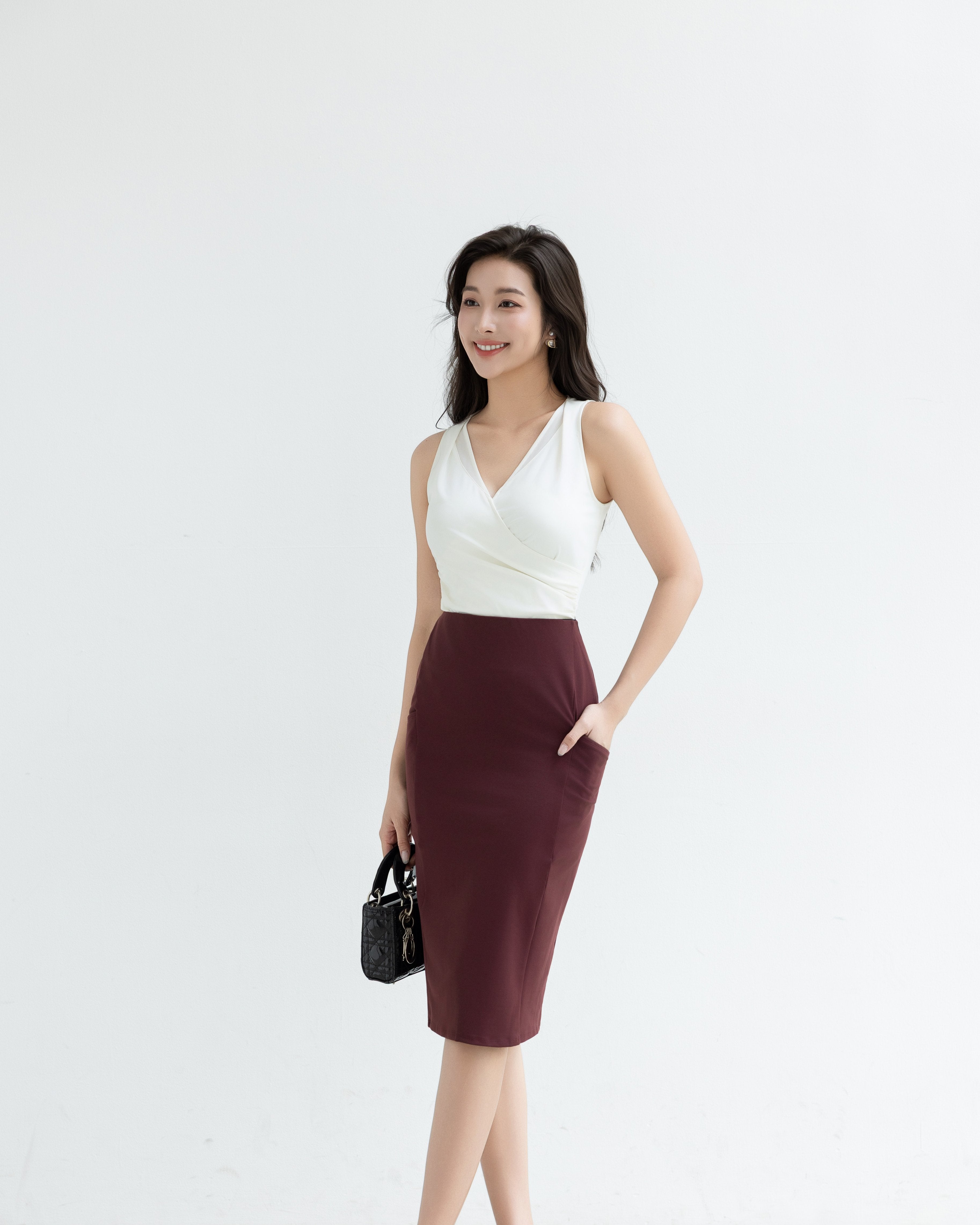 AS INTENDED | MAVE Pencil Skirt | Red Wine