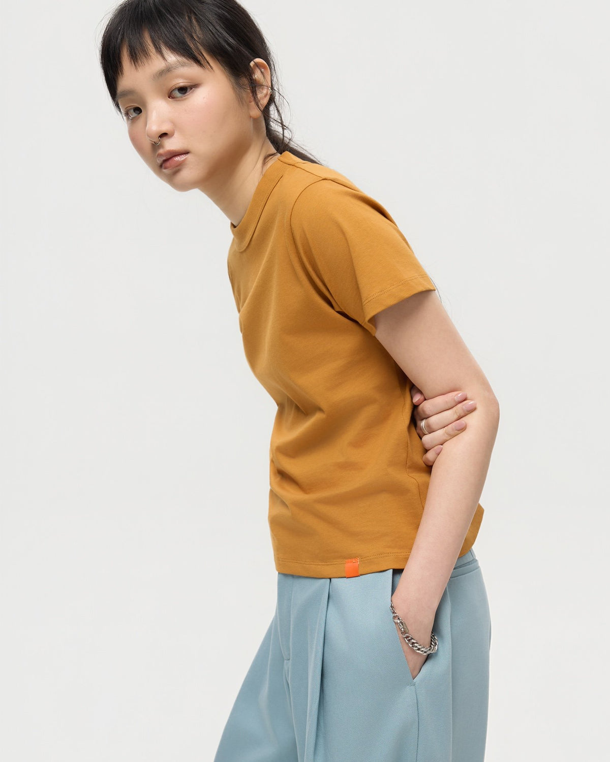 3EIGHTH | Mock Neck Tee in Caramel