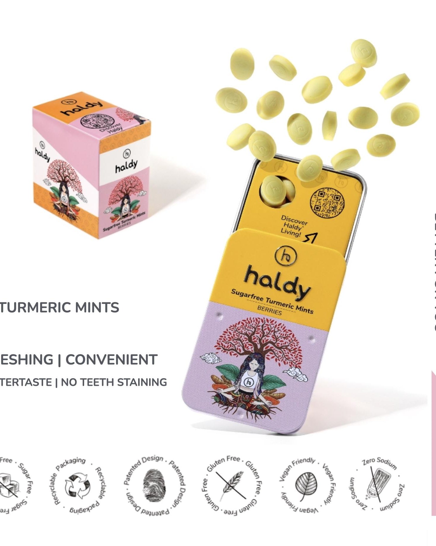HALDY | Sugarfree Turmeric Mints - Berries (6-Pack)