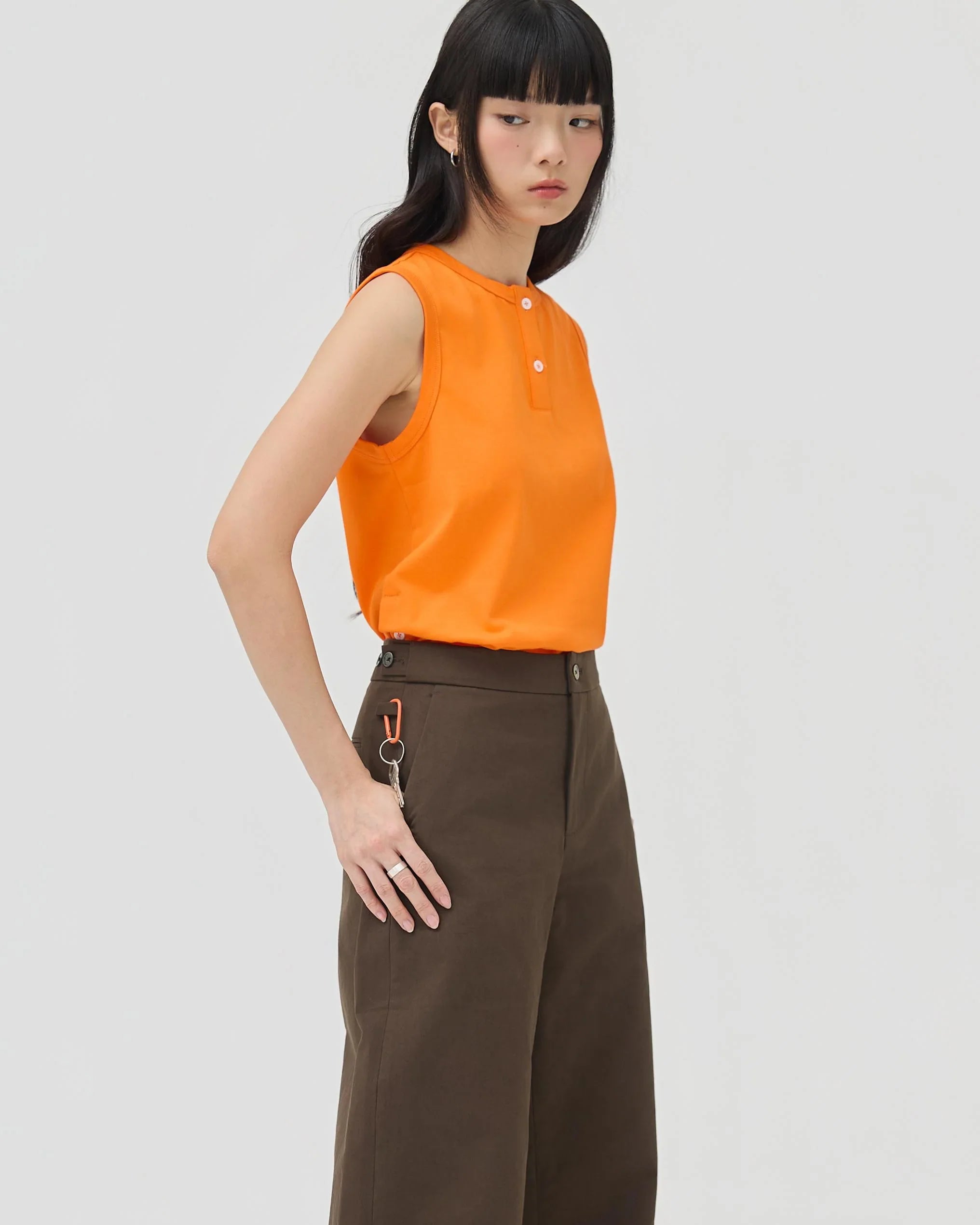 3EIGHTH | Musubi Henley Tank In Orange