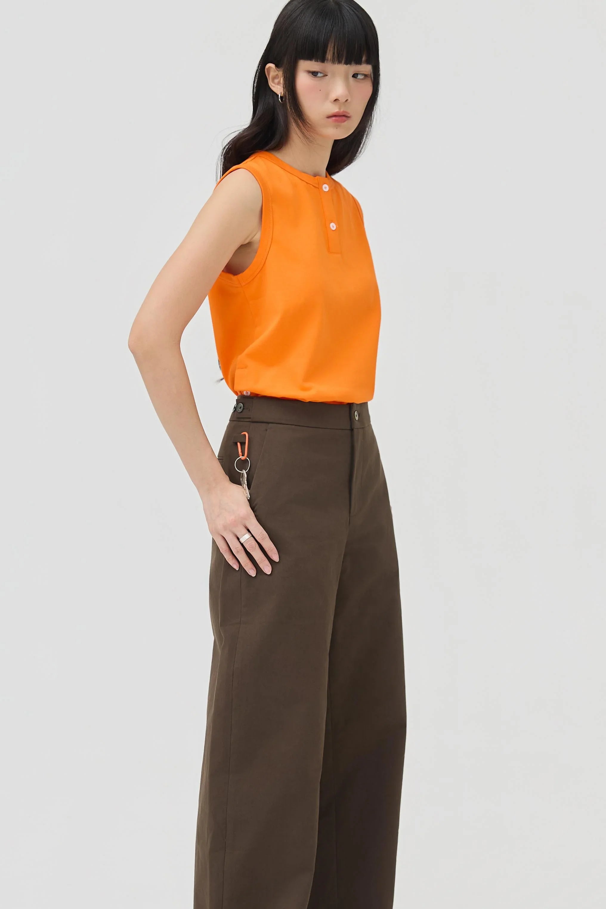 3EIGHTH | Musubi Henley Tank In Orange