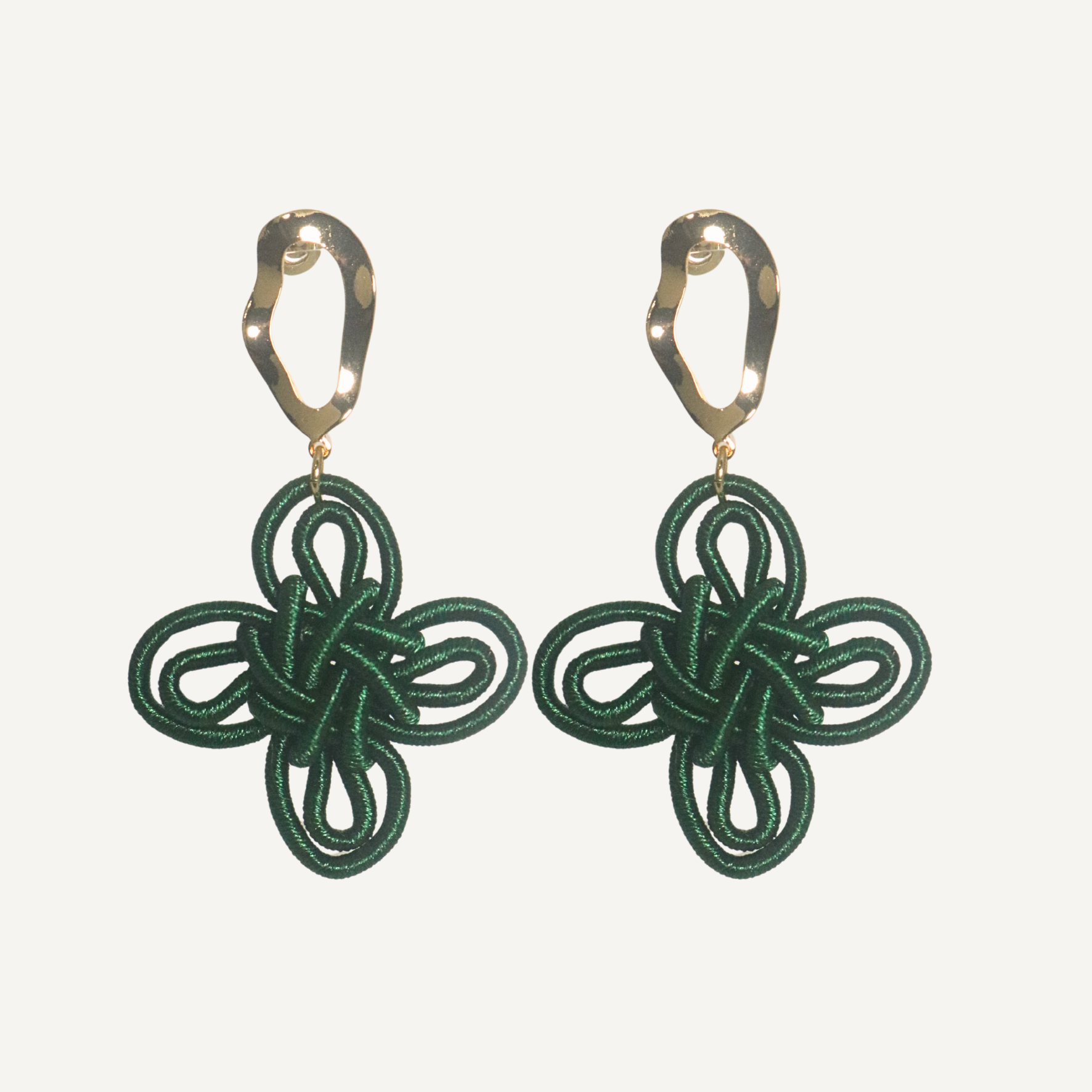 THE ANTECEDANT STORE | E - Statement Auspicious Knot Earrings S1 (Green)