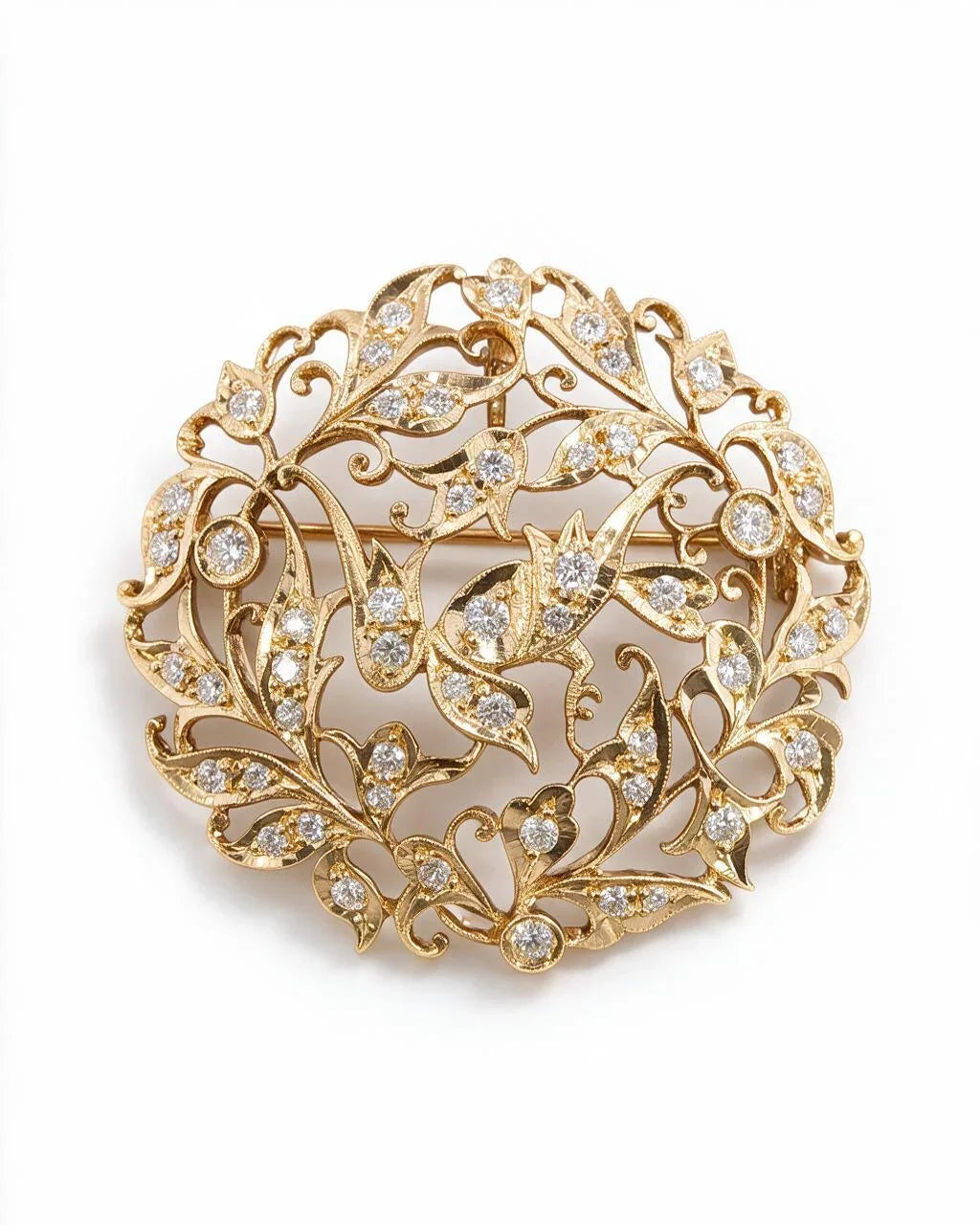 FOUNDATION JEWELLERS | 18K Yellow Gold Natural Diamond Pendant Brooch - PP101780