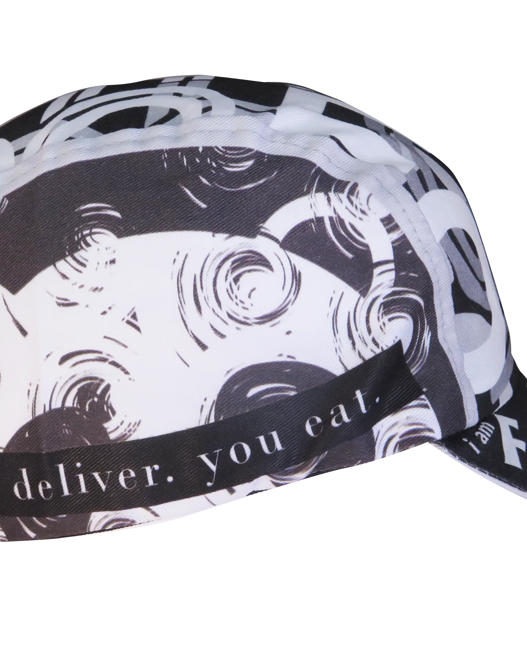 A DESIGN BY TAKACHYA | Cycling Cap - I Am Fast Food Rider (Greyscale)