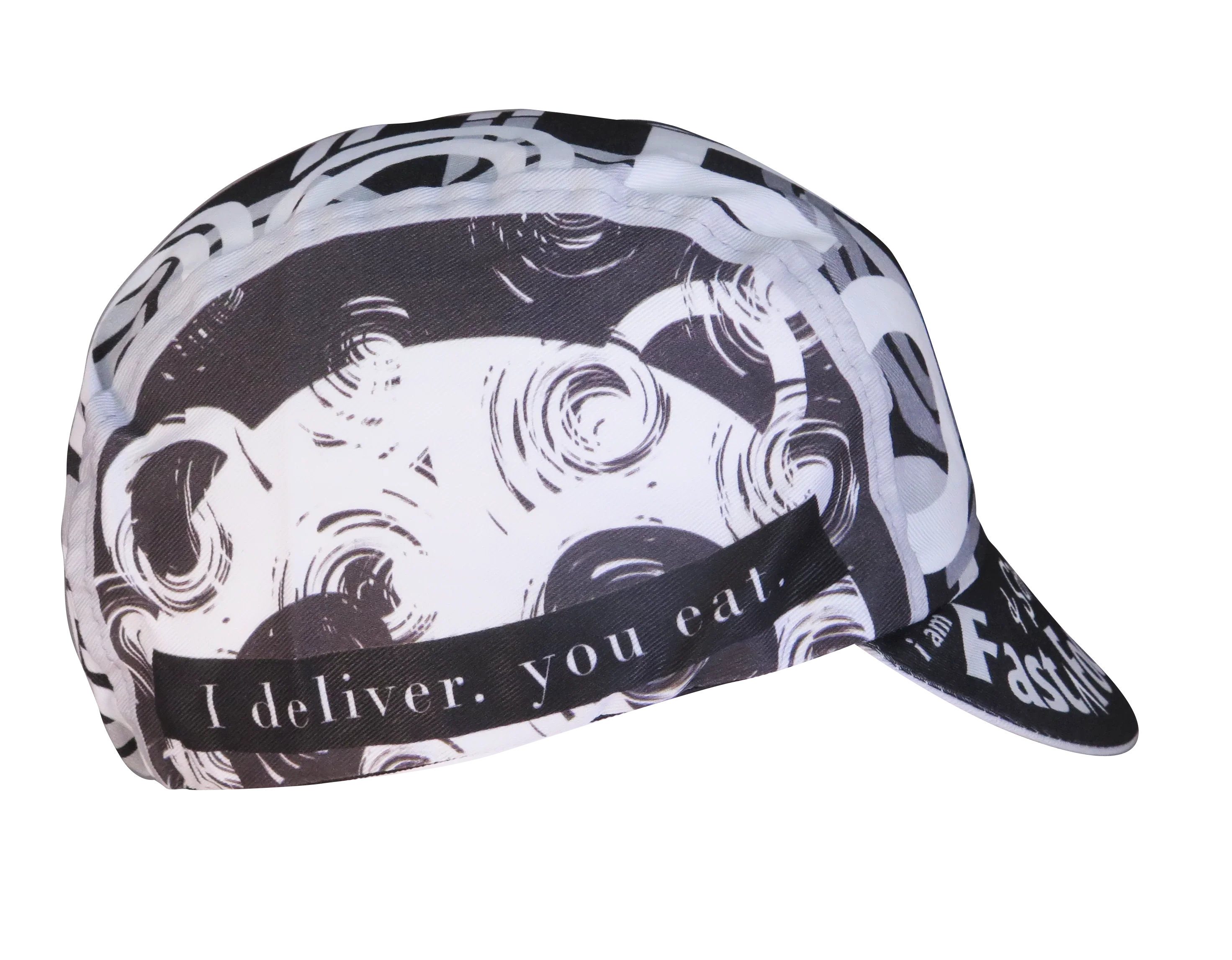 A DESIGN BY TAKACHYA | Cycling Cap - I Am Fast Food Rider (Greyscale)