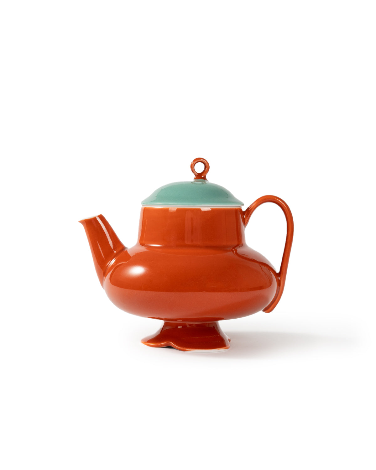 CRAFILAB | Brick Red & Turquoise Round Teapot