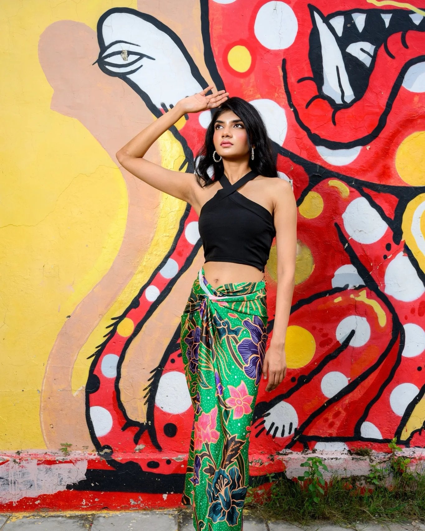 PHOTO PHACTORY | Jiwas Wrap Skirt | Singapore Girl Skirt | Green