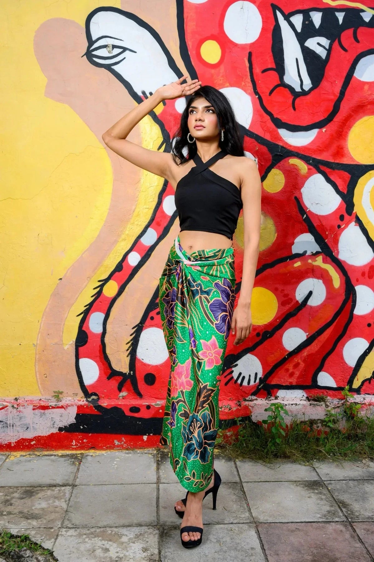 PHOTO PHACTORY | Jiwas Wrap Skirt | Singapore Girl Skirt | Green