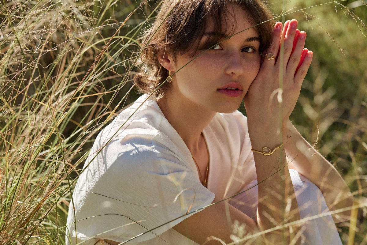 RINA LEE | GOLDEN Rutile Quartz Cuff Bracelet | 18K Gold Vermeil