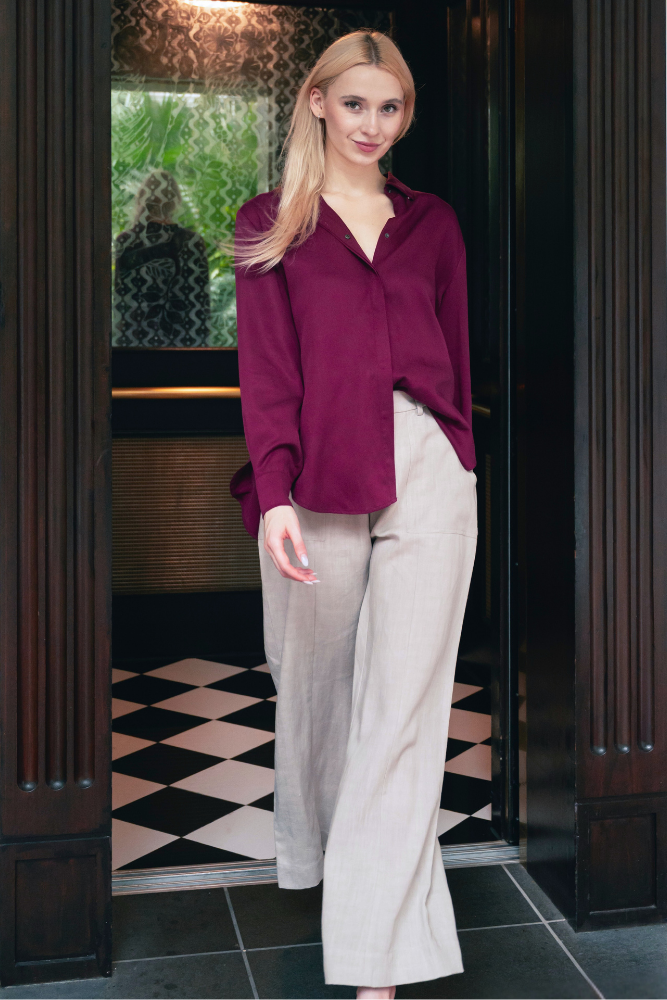 OLIVE BASICS | Jesse Wide-Leg Pocket Pants in TENCELâ„¢ Linen