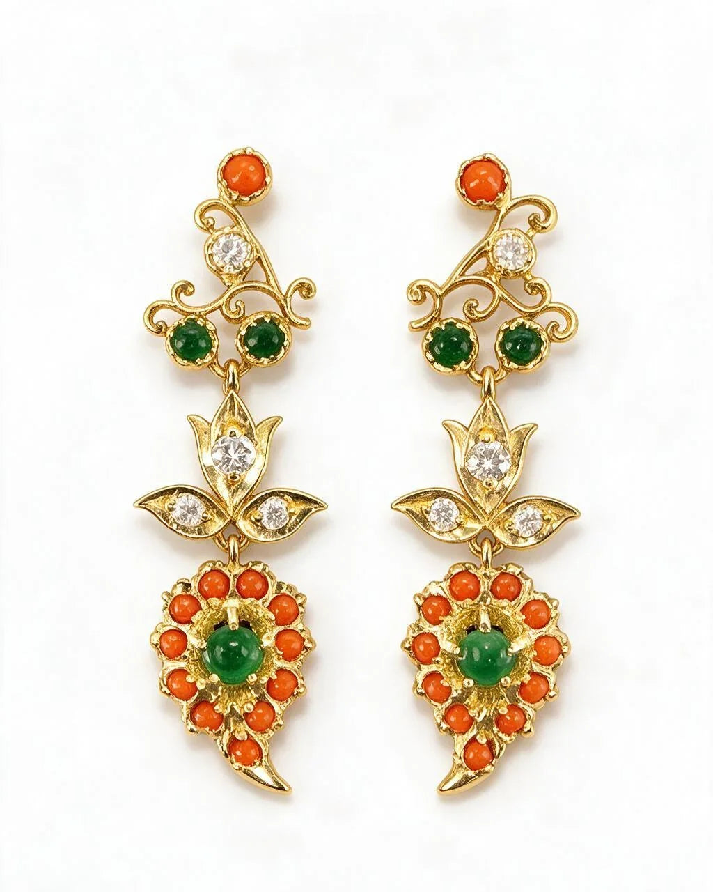 FOUNDATION JEWELLERS | 18K Yellow Gold Natural Diamond & Gemstone Earring - PE101659