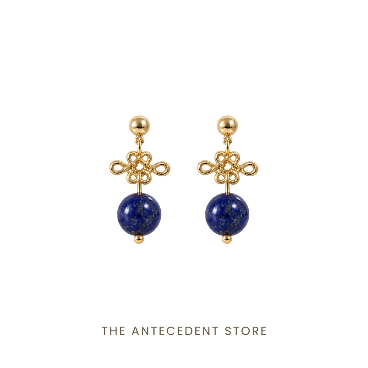 THE ANTECEDENT STORE | Auspicious Ruyi Knot With Lapis Lazuli Earrings