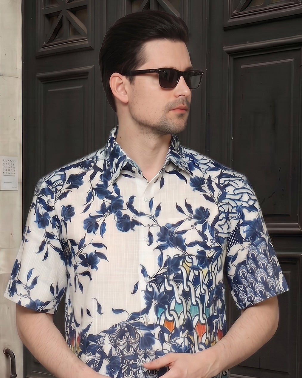 KANZI COLLECTION | Indigo Art-Print Shirt