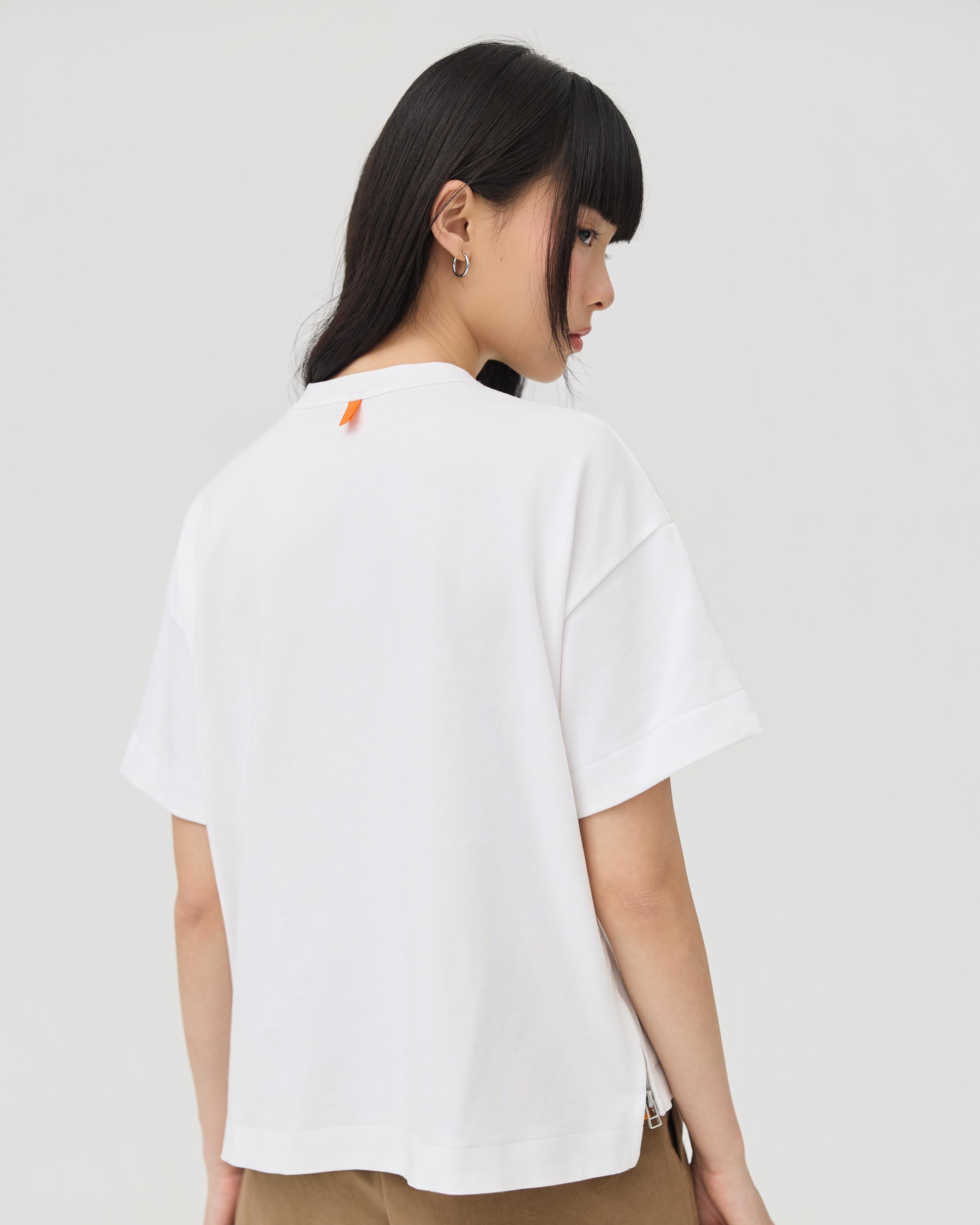 3EIGHTH | Sokko Zip Tee In Optic White