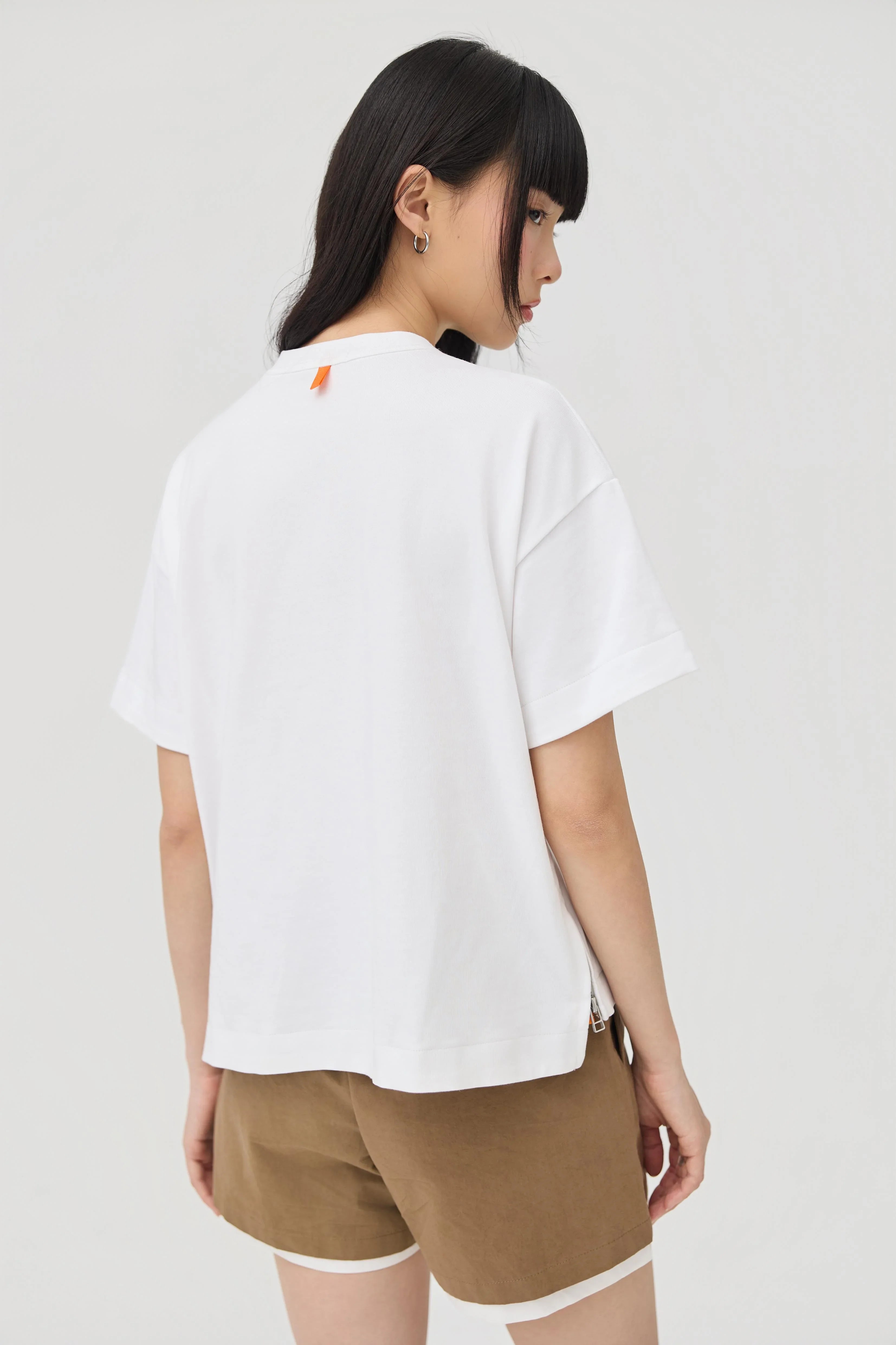3EIGHTH | Sokko Zip Tee In Optic White