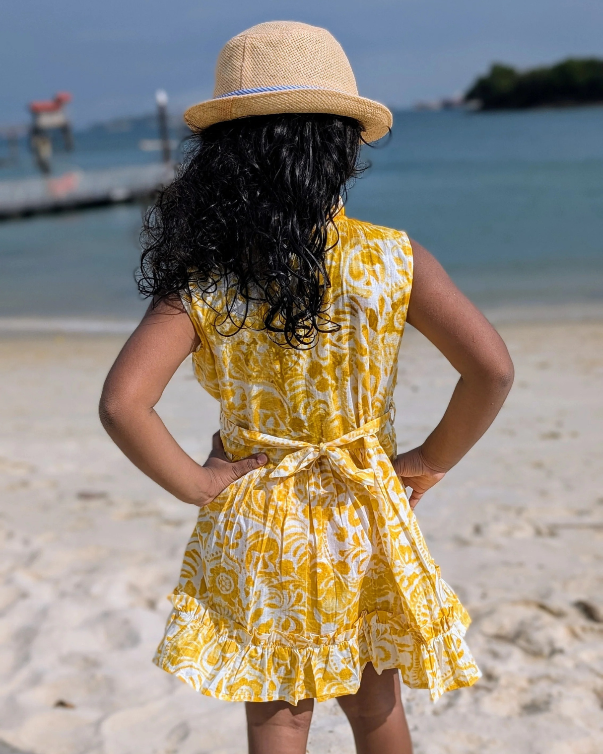 NIMBU | Kyra Girls Pintuck Dress in Nimbu Yellow