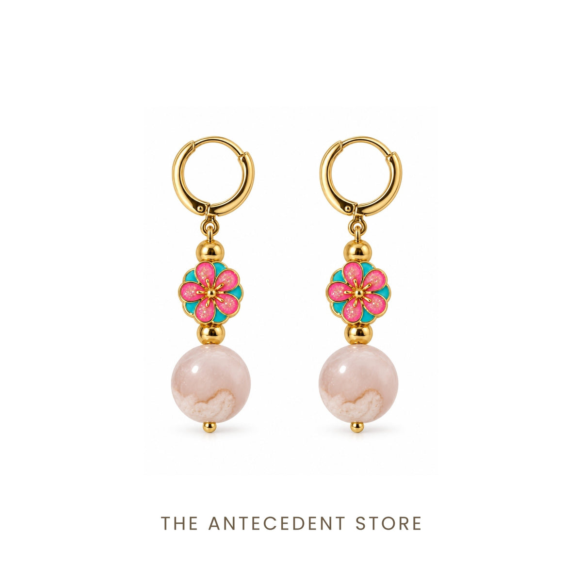 THE ANTECEDENT STORE | Oriental Blossom Cherry Blossom Agate Earrings