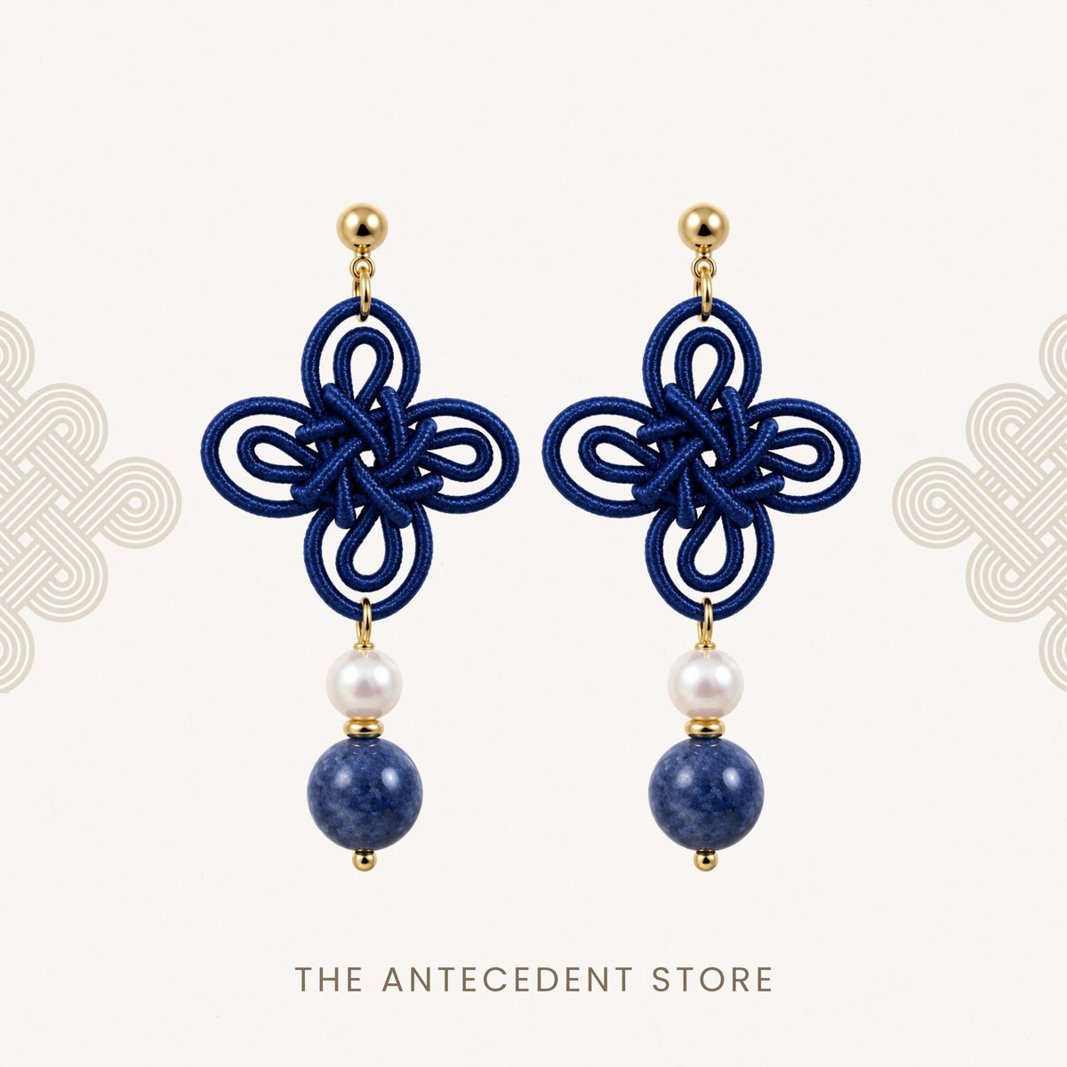 THE ANTECEDENT STORE | 吉祥结 | Statement Auspicious Knot With Kyanite Earrings