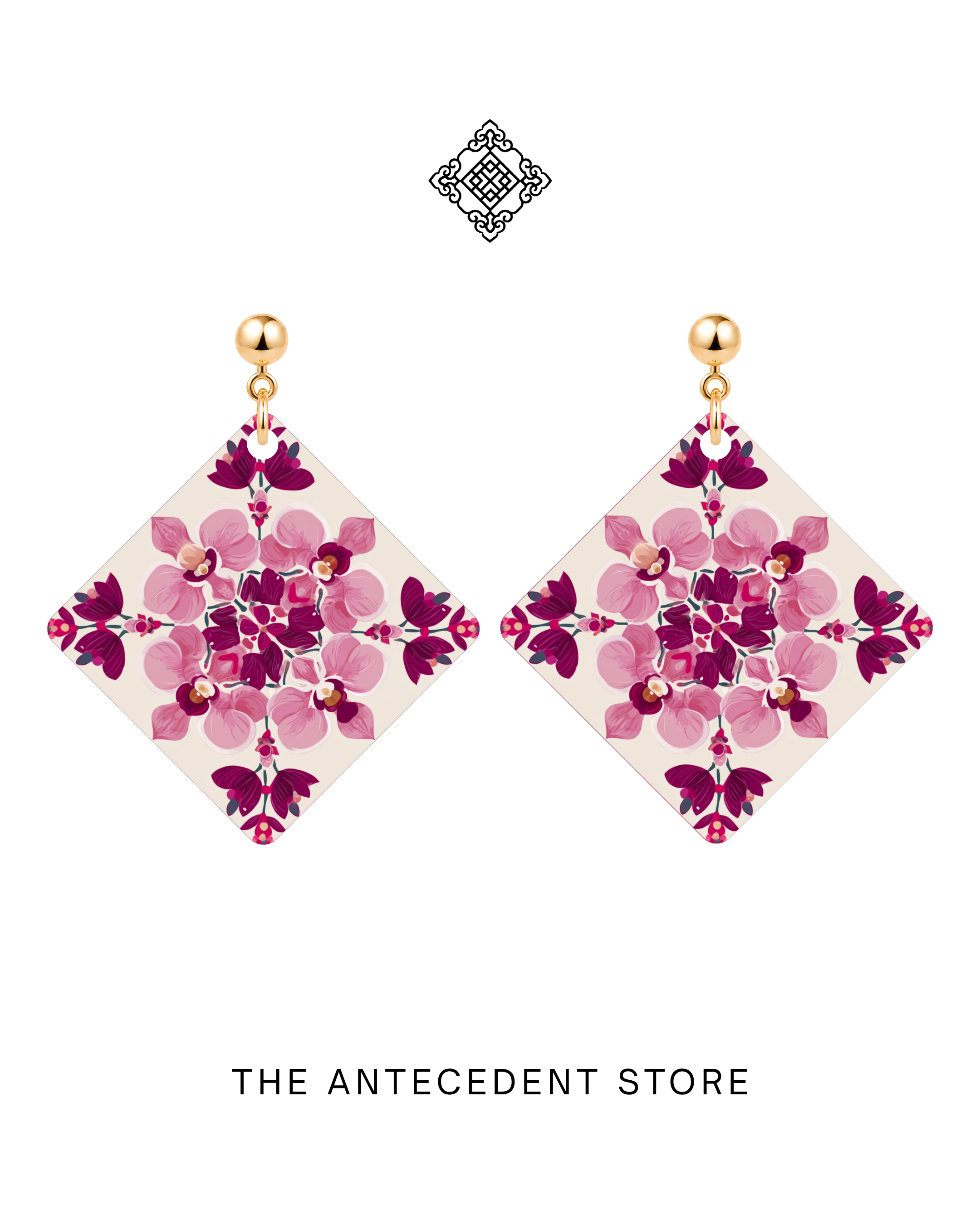 THE ANTECEDENT STORE | Orchid Tile Earrings In White Pink
