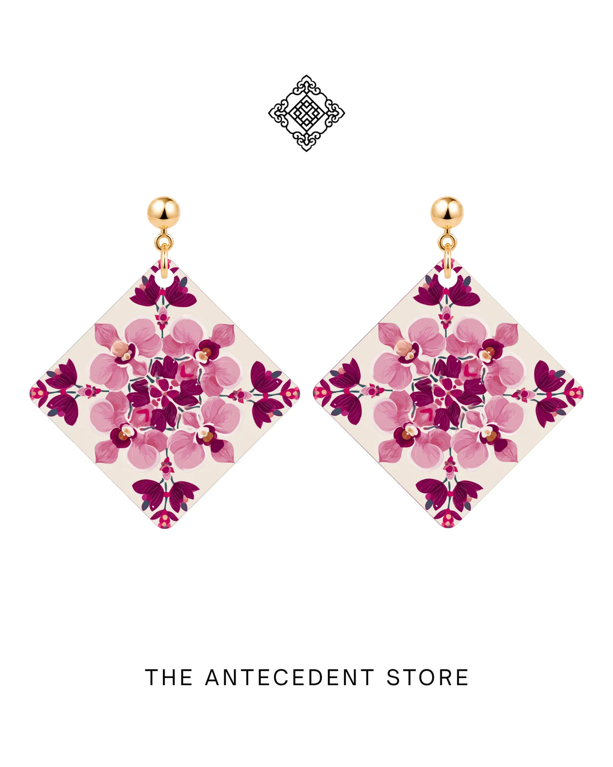 THE ANTECEDENT STORE | Orchid Tile Earrings In White Pink