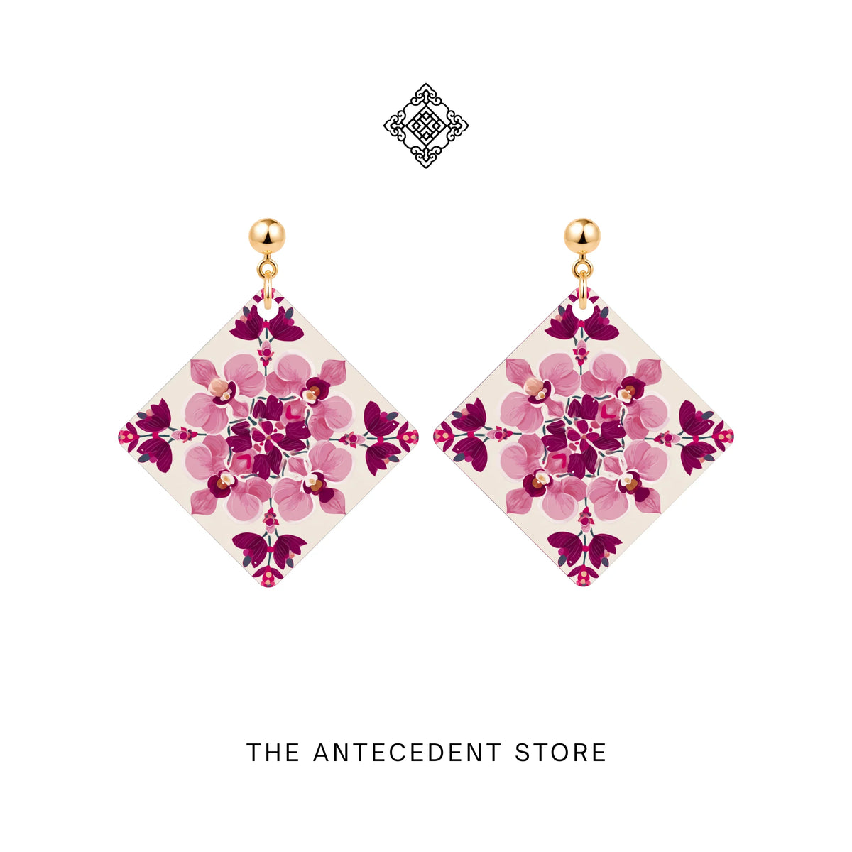 THE ANTECEDENT STORE | Orchid Tile Earrings In White Pink