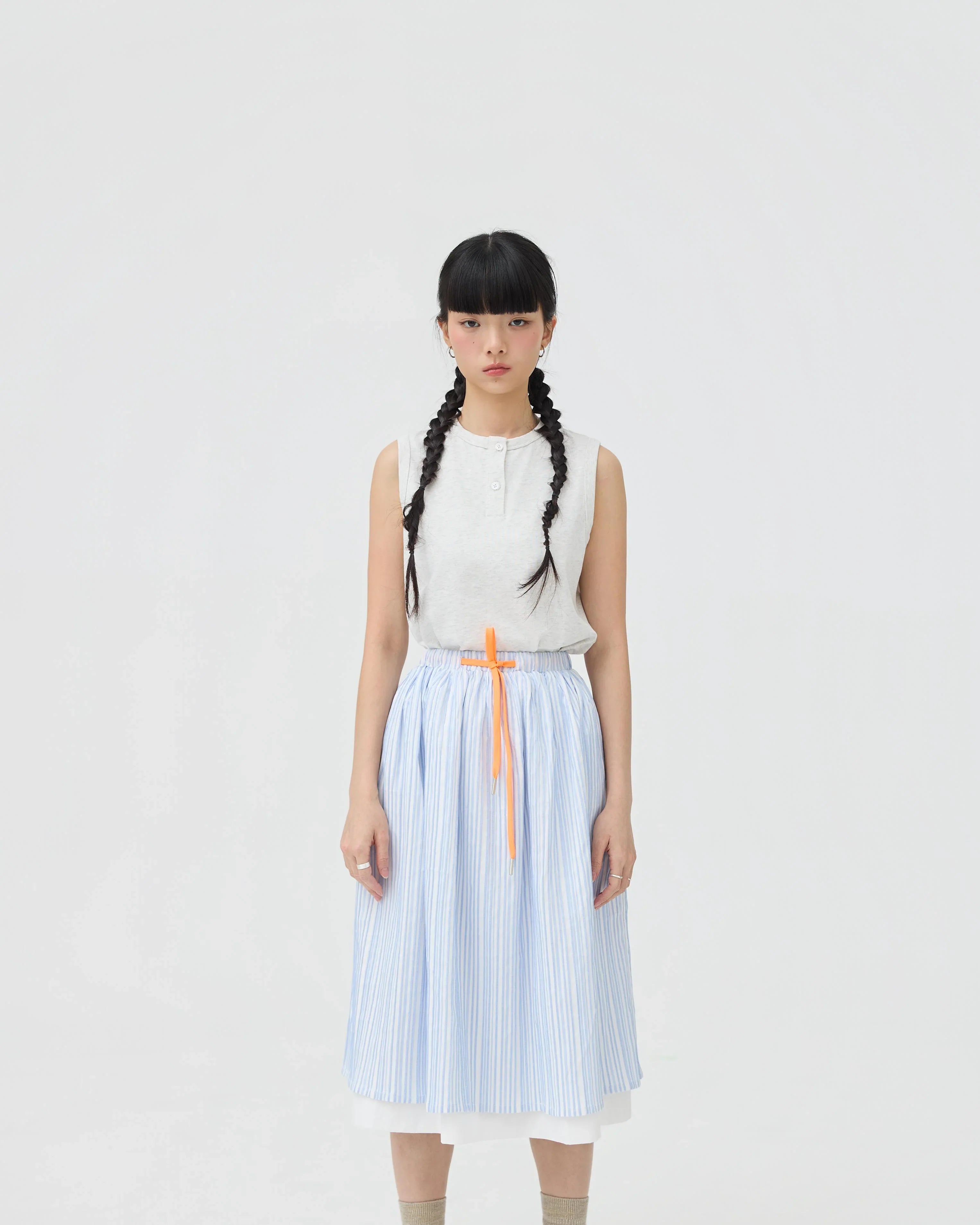 3EIGHTH | Futae Skirt In Blue Seersucker