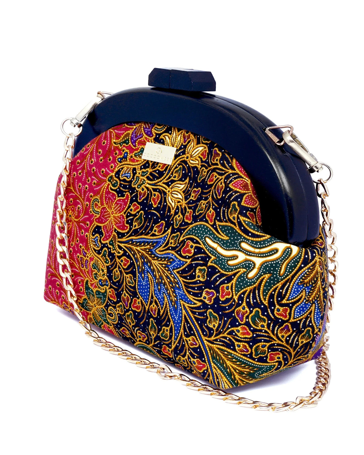 COCOONESE | Round Crossbody Bag With Wooden Frame - Moonlit Garden