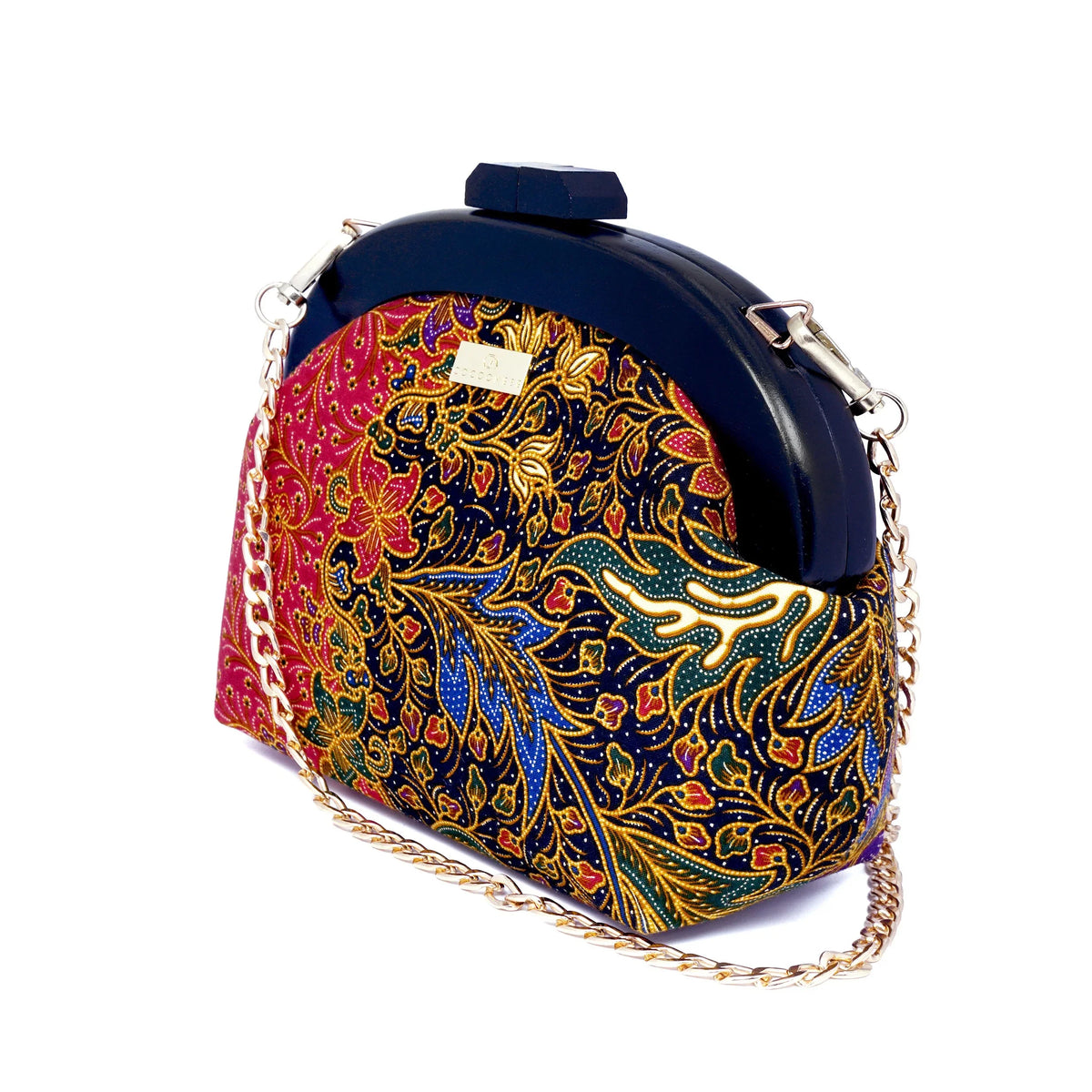 COCOONESE | Round Crossbody Bag With Wooden Frame - Moonlit Garden
