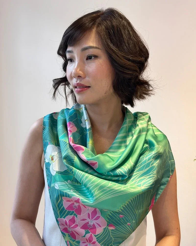 BINARY STYLE | Botanic Oasis By The Bay Silk Scarf