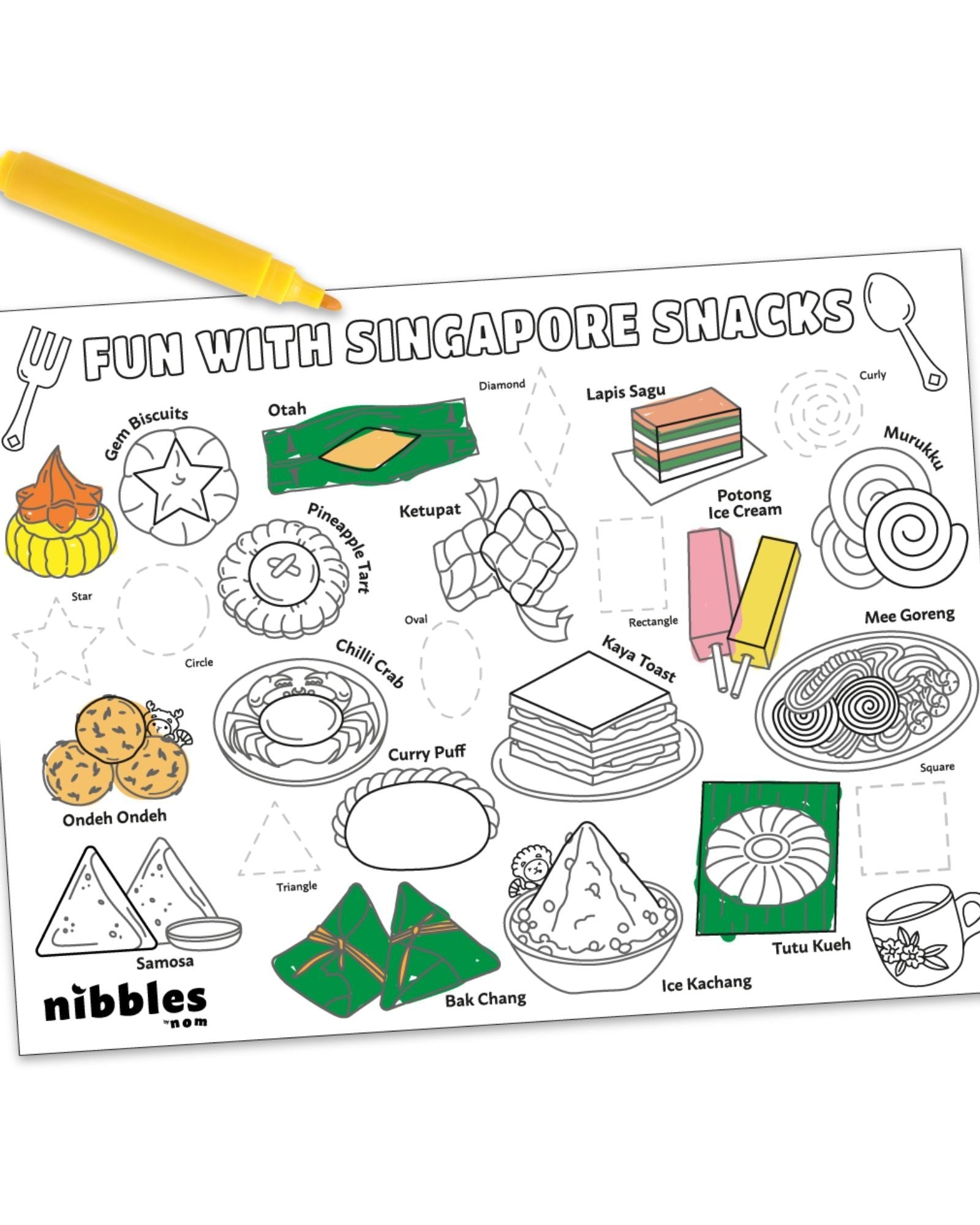 NOM | Nibbles by Nom SG Snacks Silicone Colouring Mat